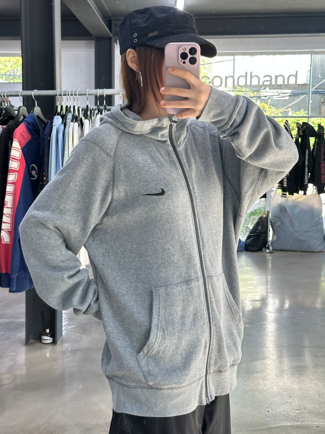 나이키 스티치 하이넥 루즈 후드집업 상품이미지1