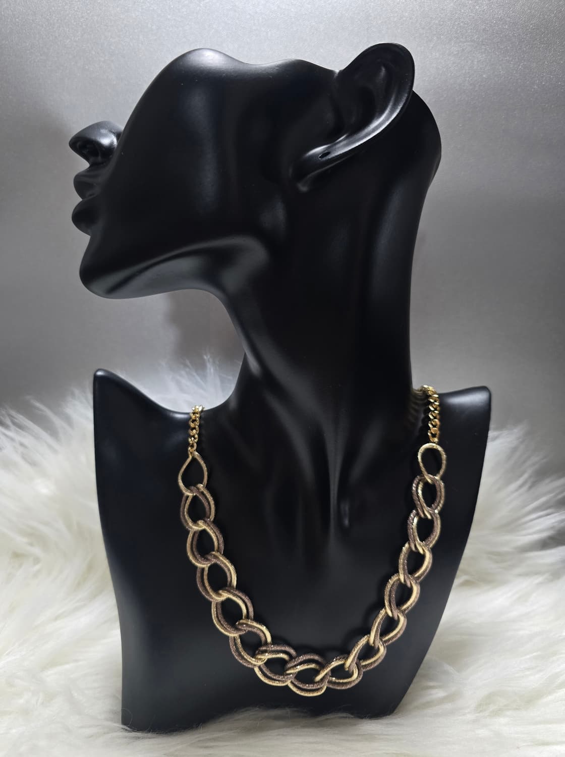 더블샌딩 체인목걸이 세트_골드&브라운 상품이미지1