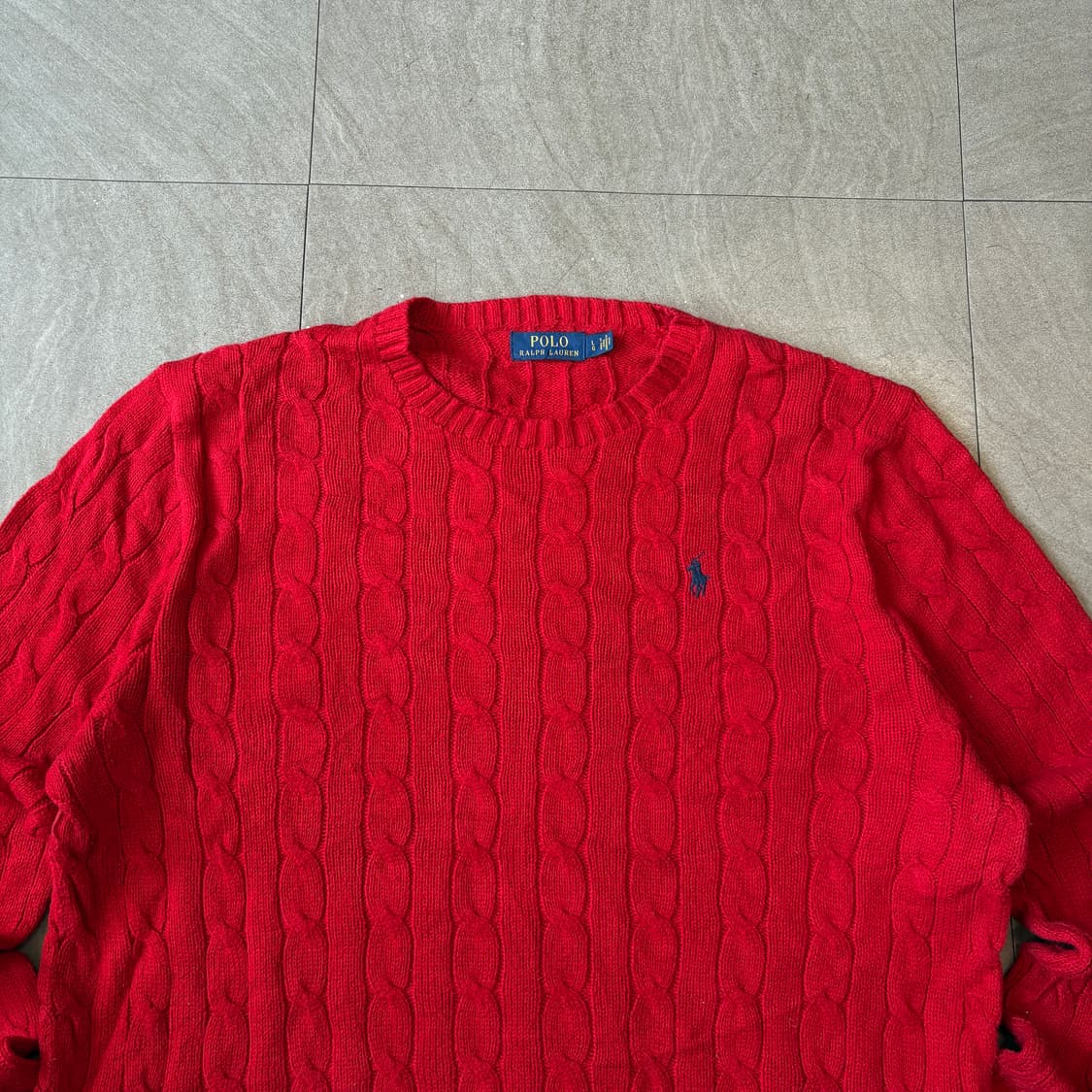 폴로 정품 최신라벨 레드 케이블 니트 상품이미지3
