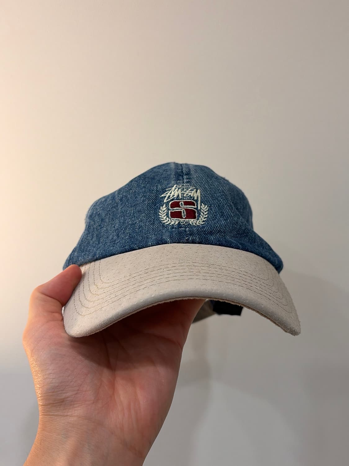 Stussy 스투시 데님 스웨이드 크레스트 볼캡 상품이미지6