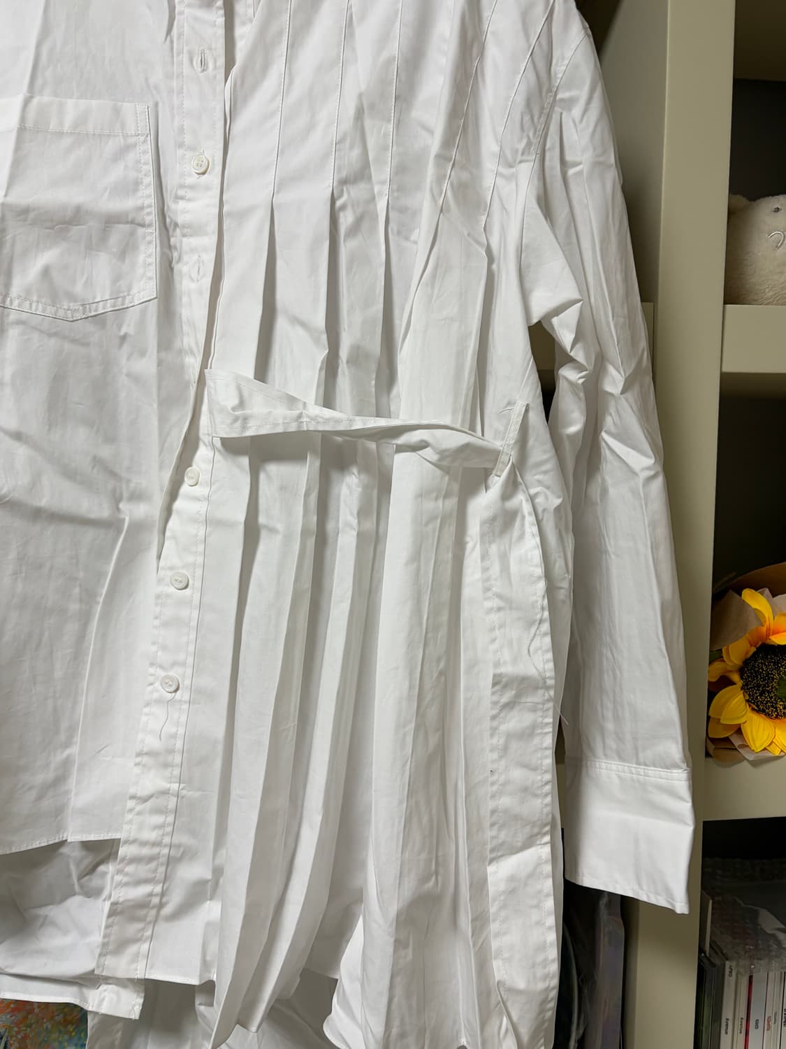 자라 화이트 셔츠 플리츠 언밸런스 포플린 상품이미지9