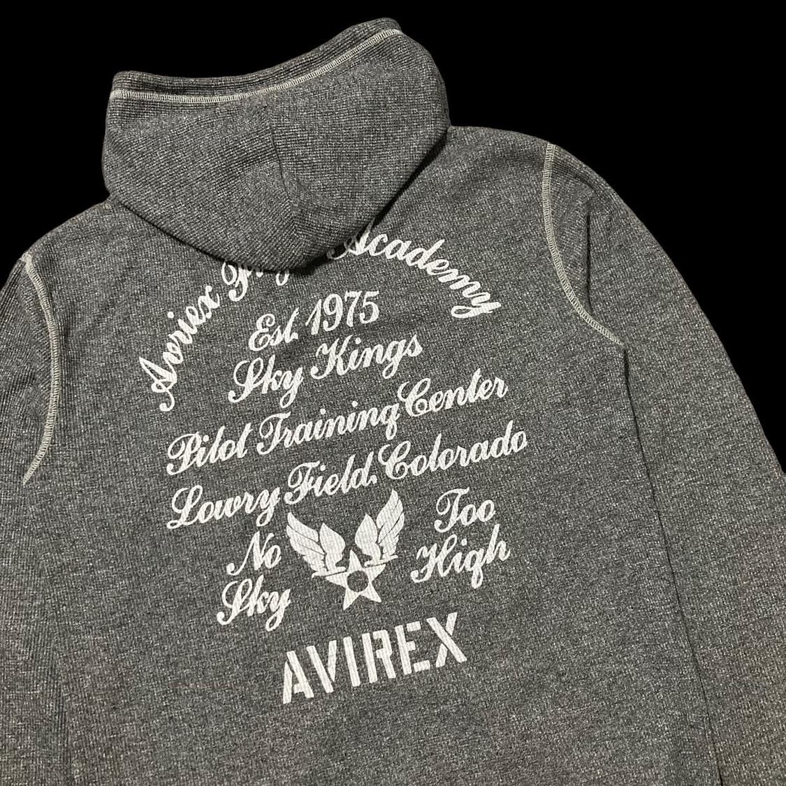 AVIREX 아비렉스 그레이 빅로고 와플 후드집업 상품이미지4