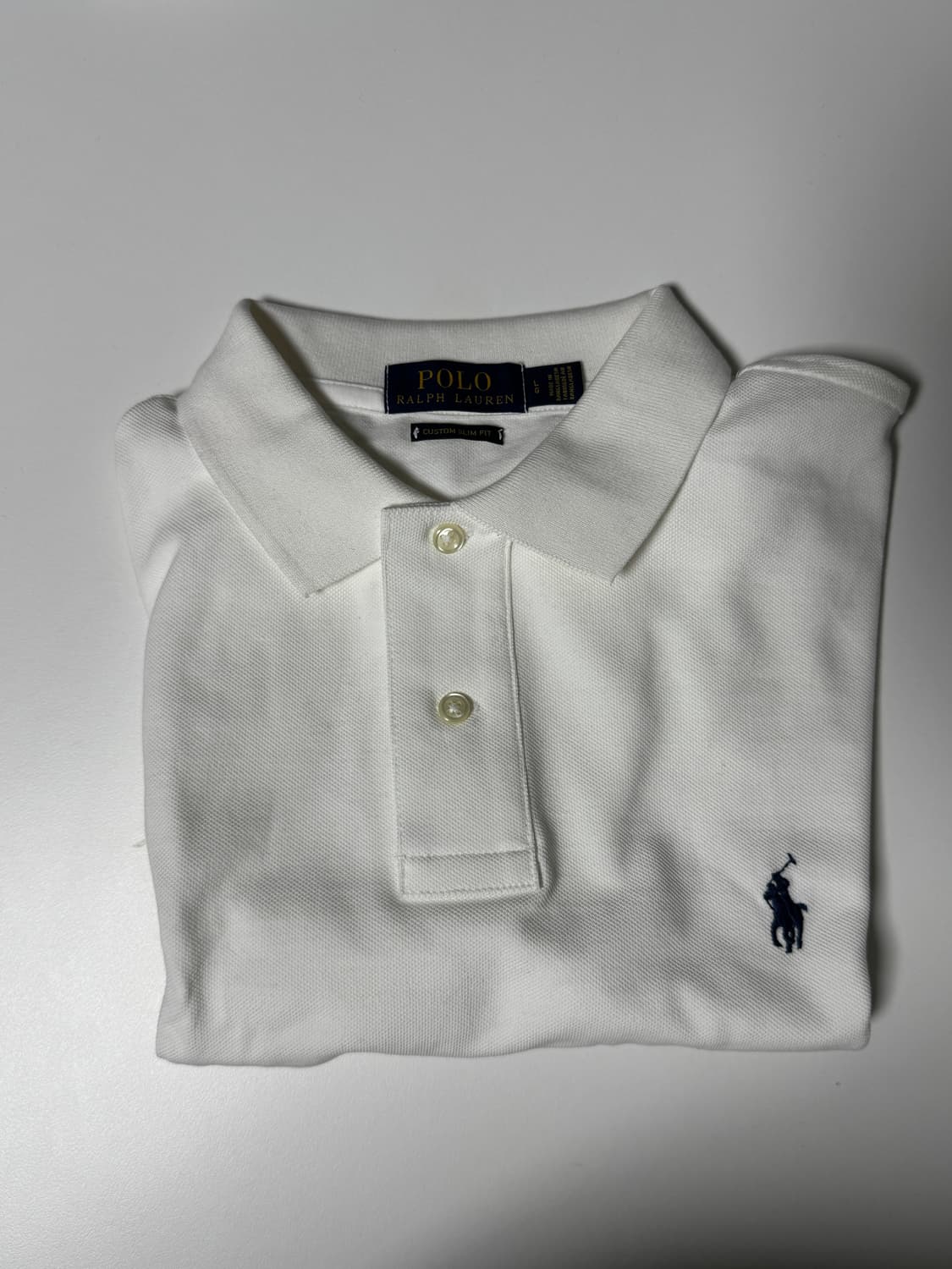 (L) 폴로 랄프로렌 슬림핏 메시 폴로 셔츠- 화이트 상품이미지1