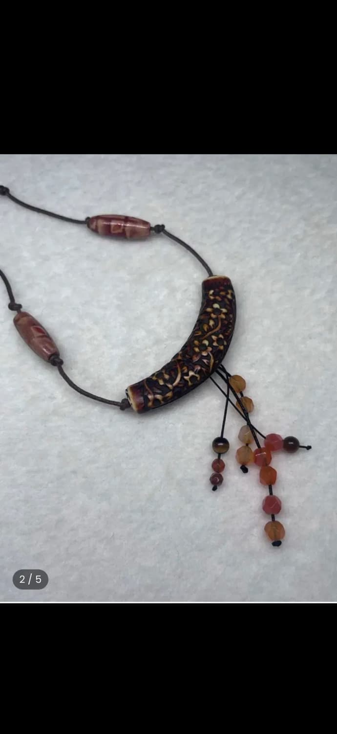 빈티지 리얼우드 오리엔탈 모리 목걸이 레테 상품이미지1