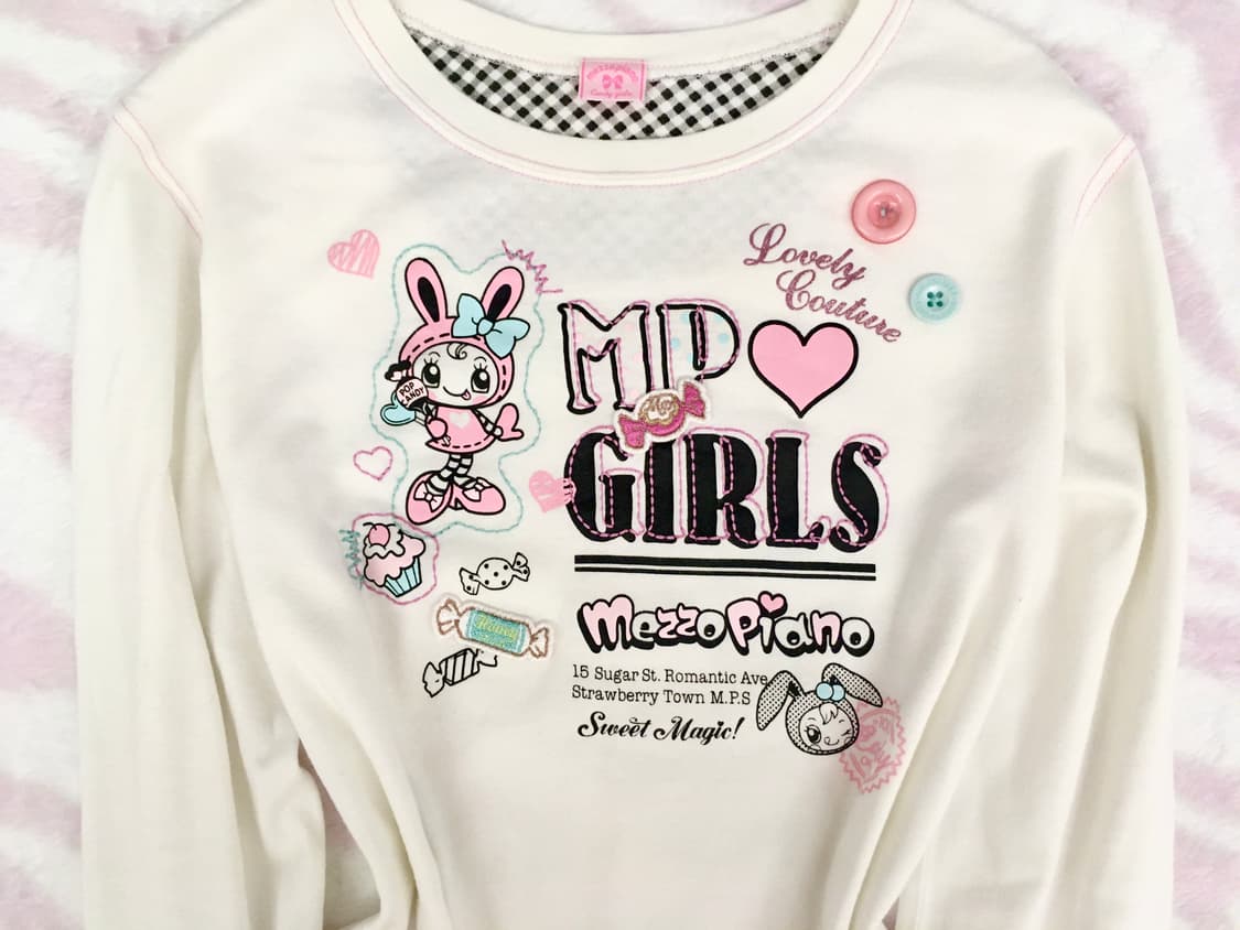 메조피아노 레어 키치 버튼 탑 조지후쿠 갸루 단추 롱슬리브 상품이미지4