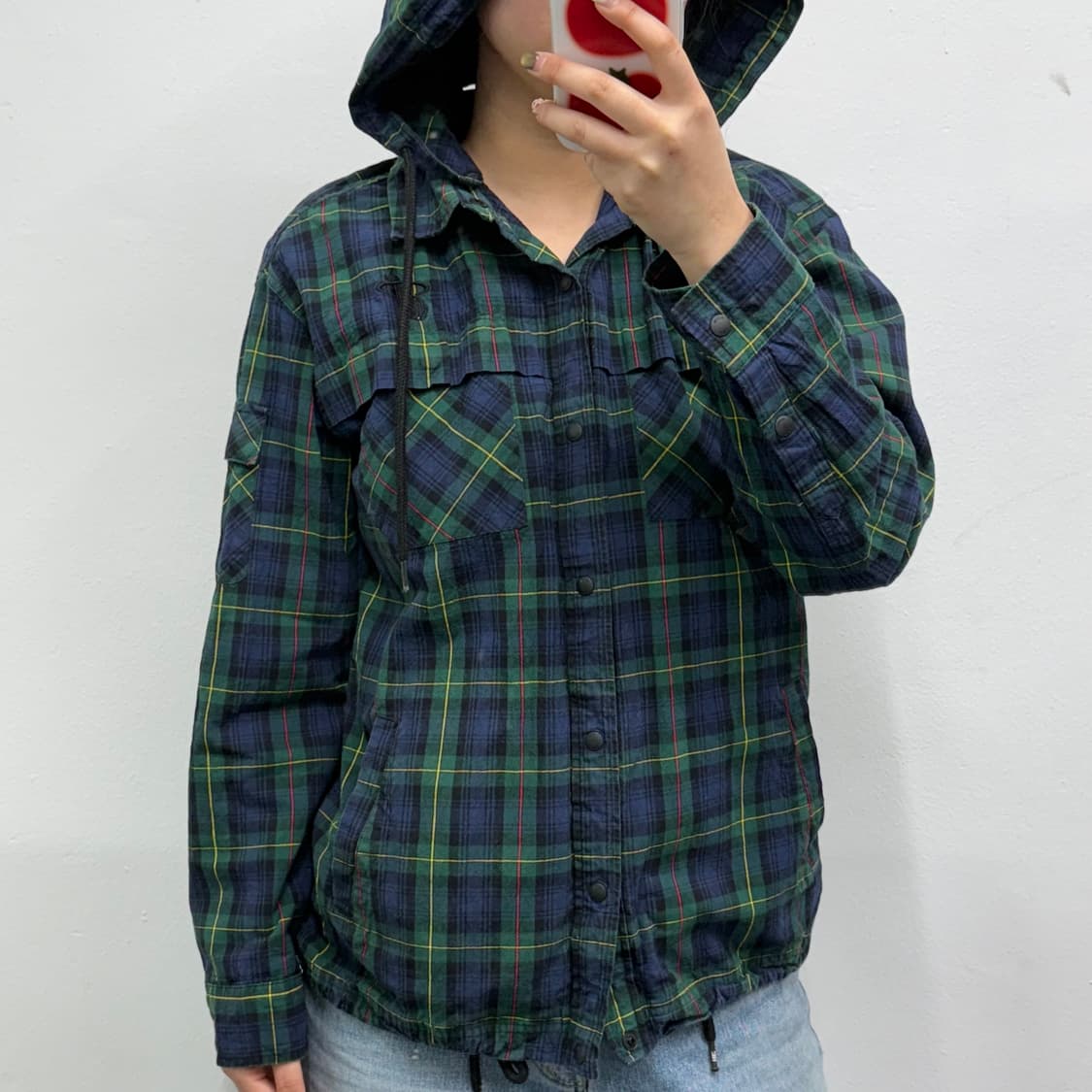 [M] NBA 그린 타탄체크 후드 셔츠  상품이미지1