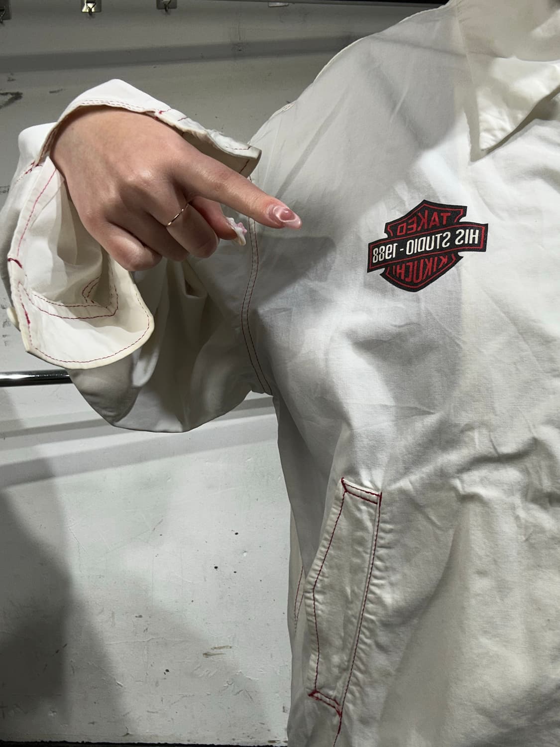 일본 빈티지 takeo 아이보리 트러커 블루종 자켓 상품이미지4