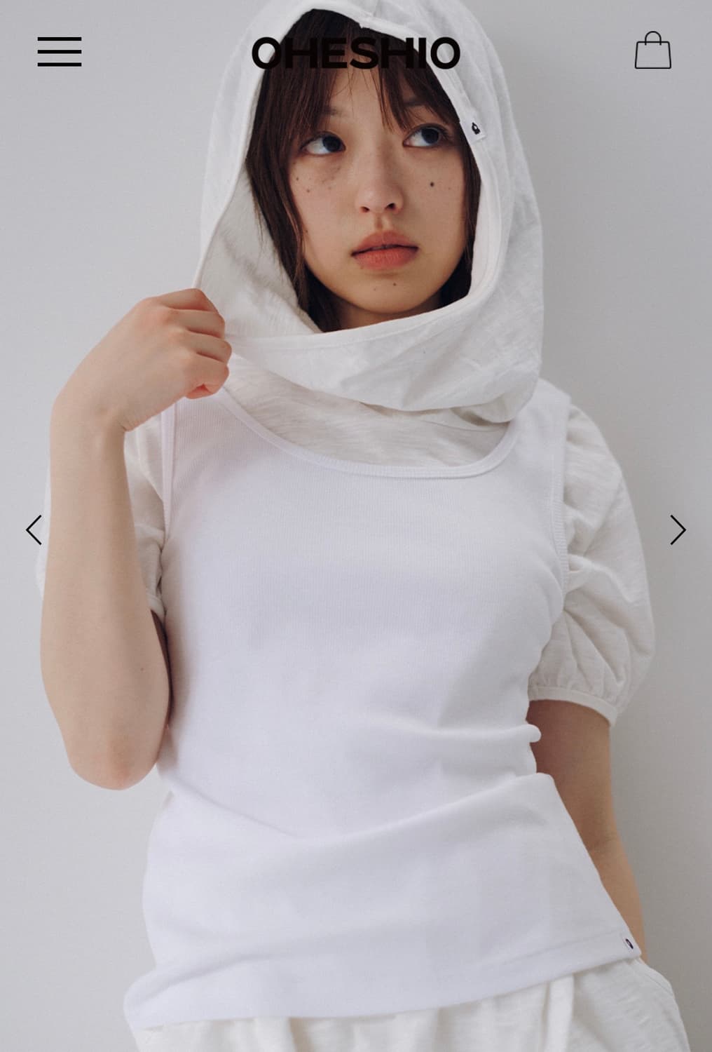 새상품 오헤시오 베이직 유넥 슬리브리스 화이트 상품이미지6
