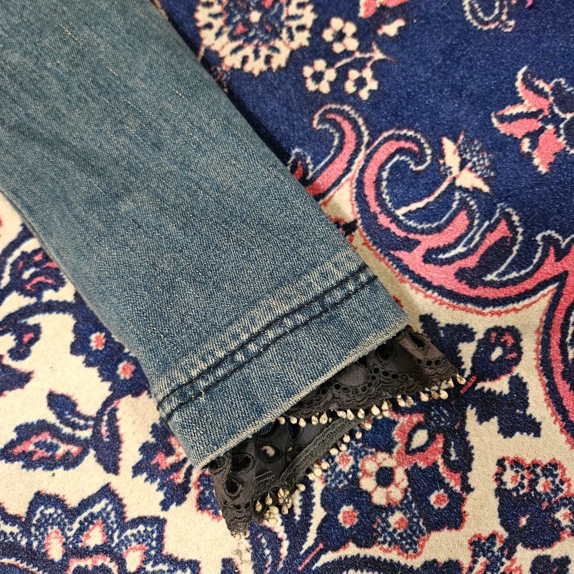 오즈세컨 레이스 레이어드 크롭 데님자켓  상품이미지3