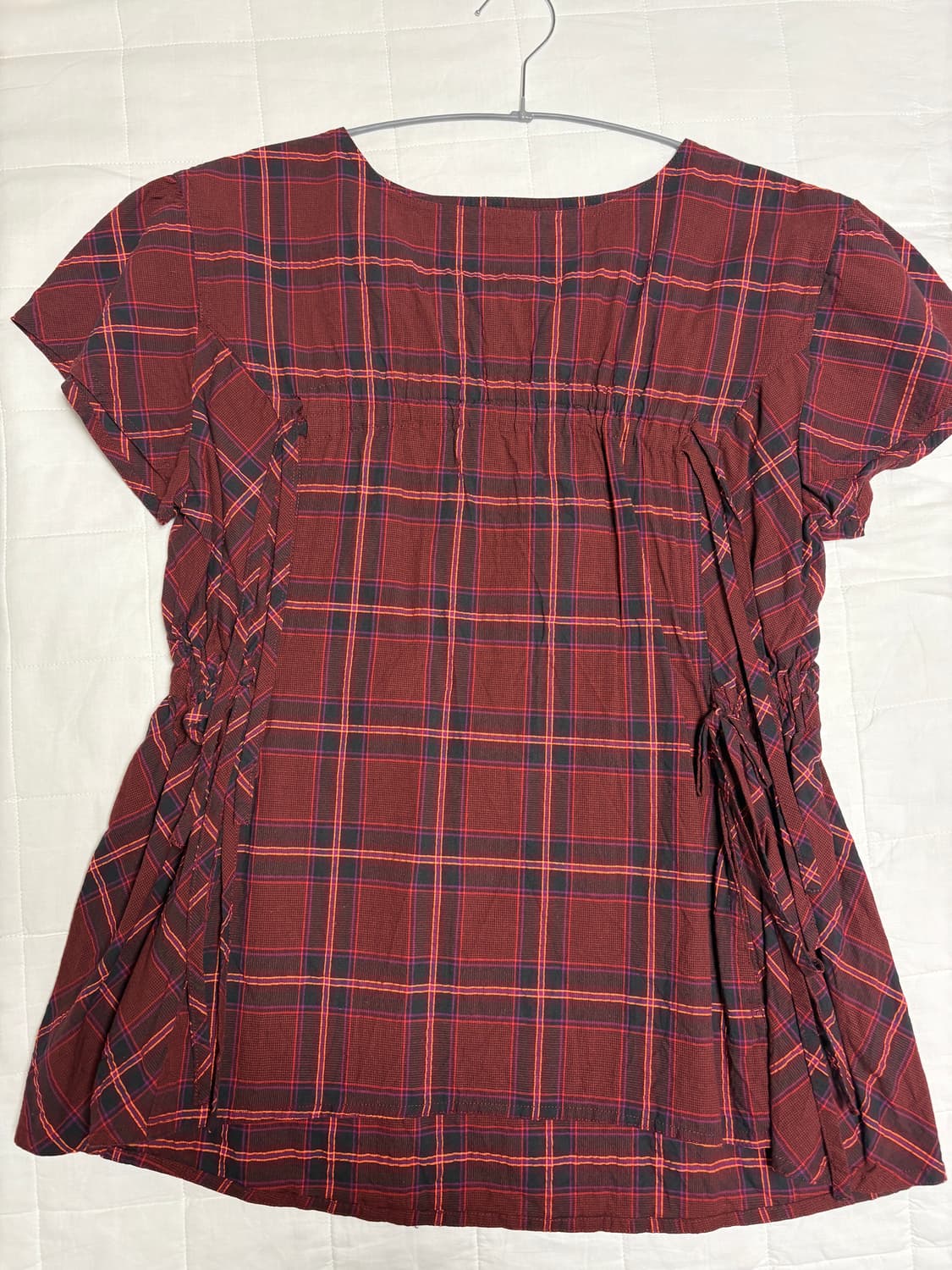 경 레드 체크 드레스 블라우스 상품이미지5