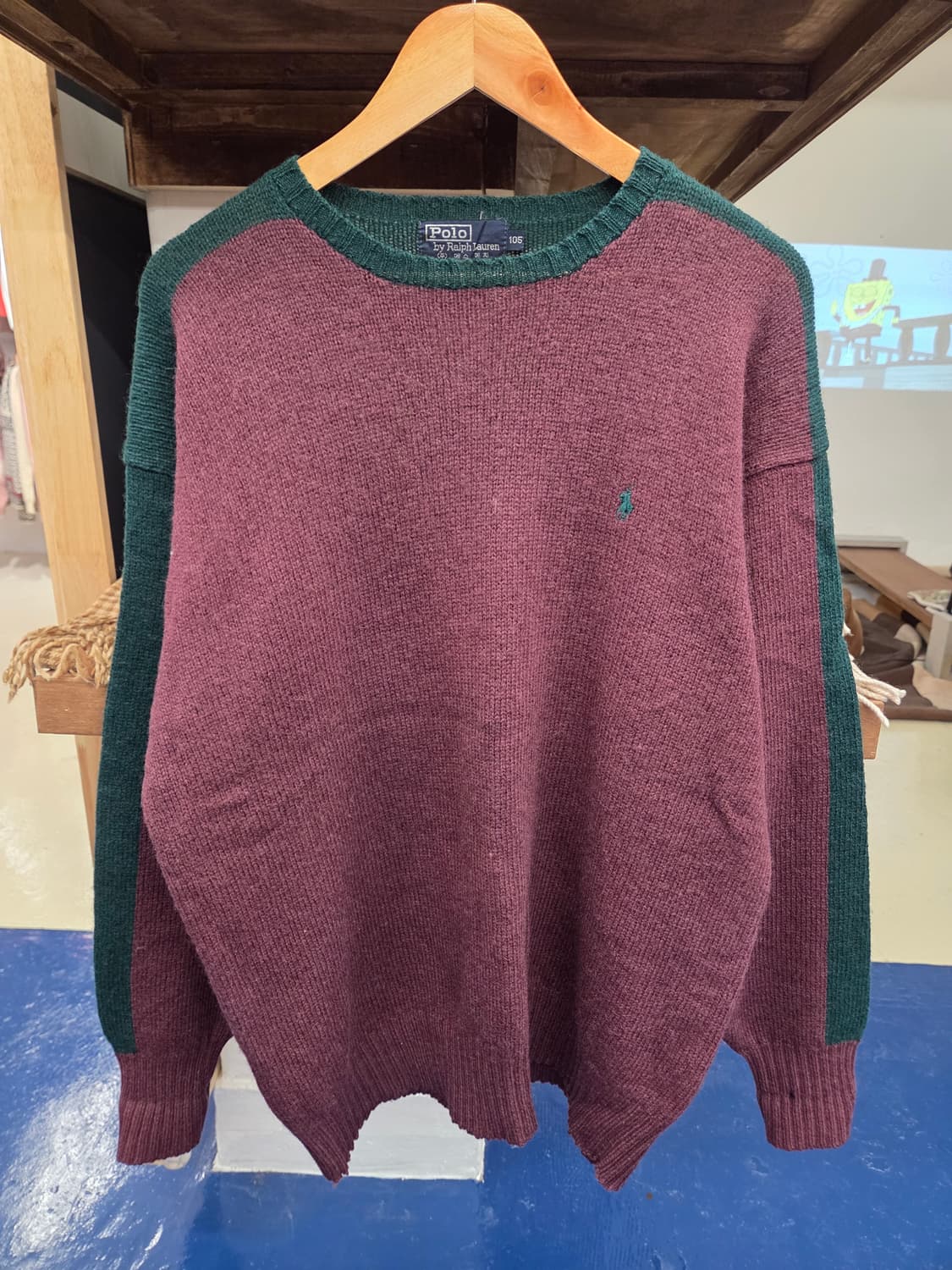 1980s PRL 폴로 랄프로렌 셔틀랜드 울 투톤 니트 상품이미지4