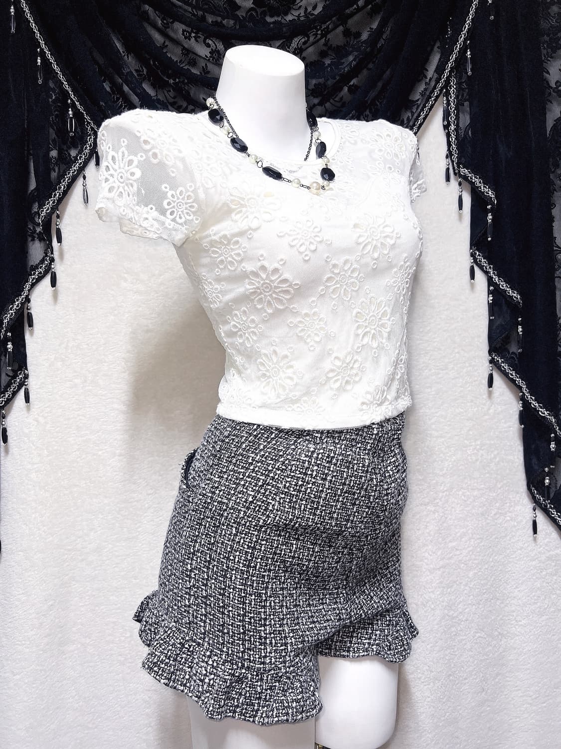 로맨틱갸루 로걀 시스루레이스 망사 반팔탑 히메 오네 아게하 헤이세이 섹시 상품이미지4