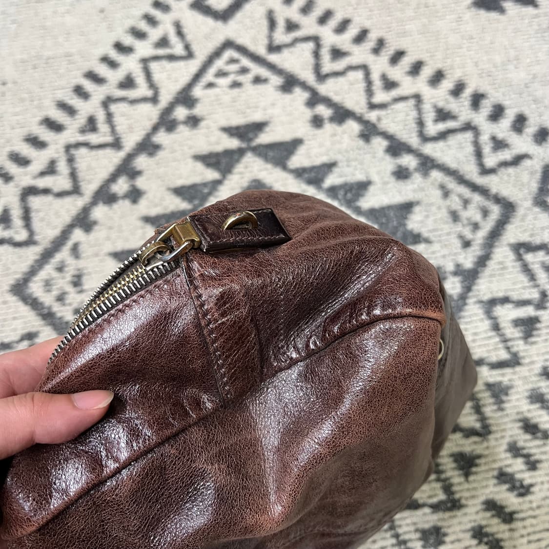 Prada 프라가 브라운 레더 핸드백 상품이미지7