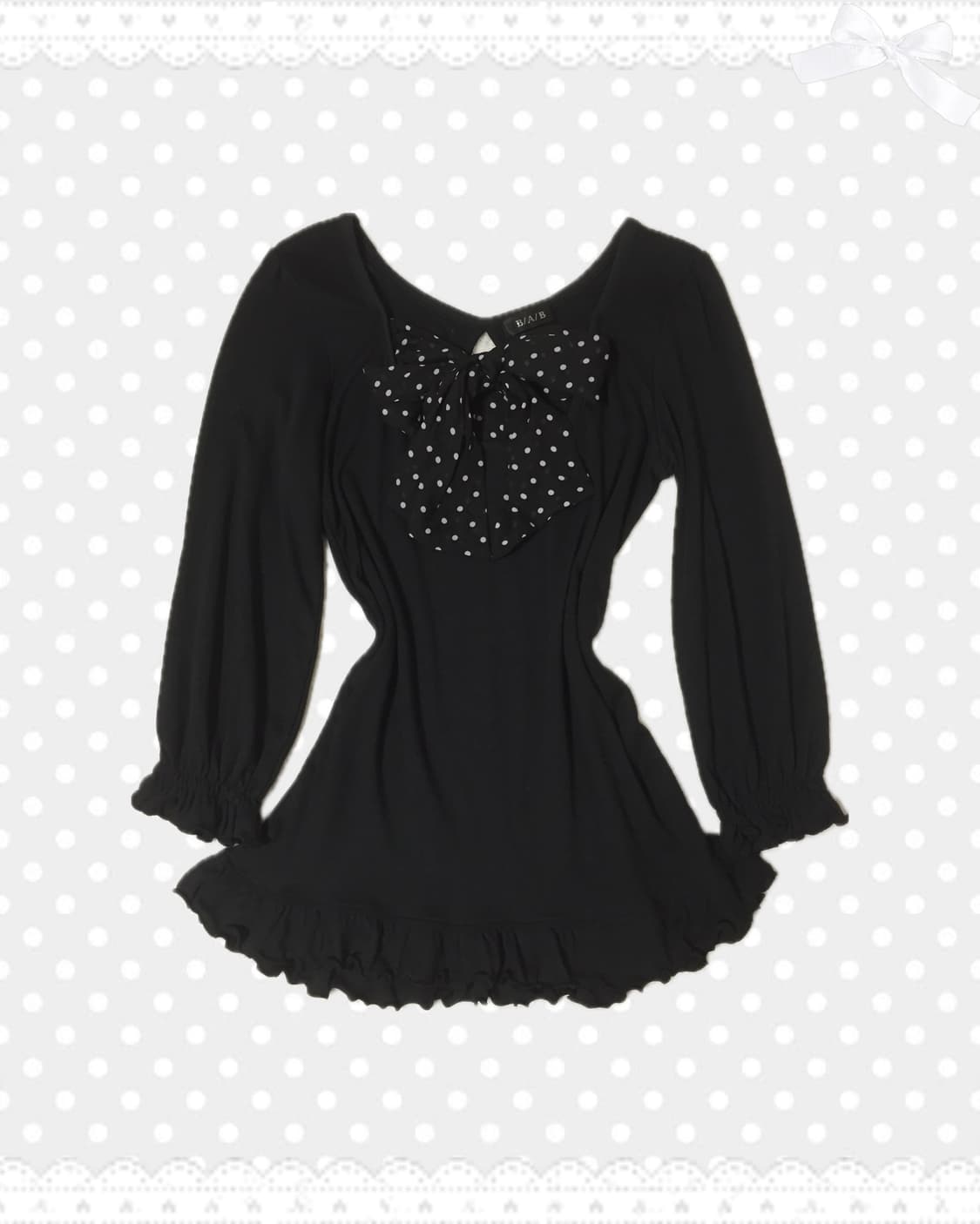 빈티지 히메갸루 도트리본 프릴 탑 상품이미지1