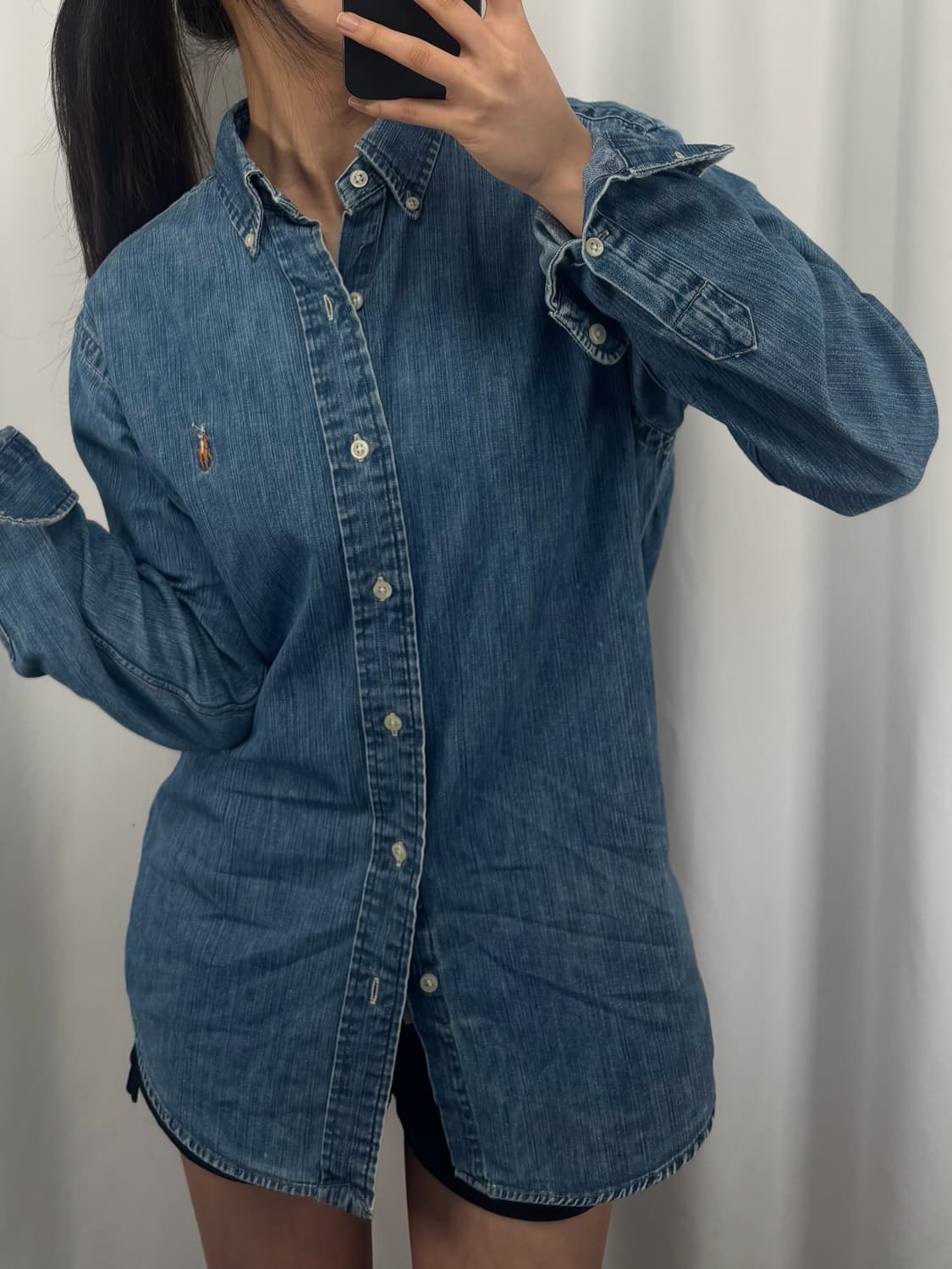 폴로 클래식 핏 샴브레이 데님 셔츠 상품이미지1