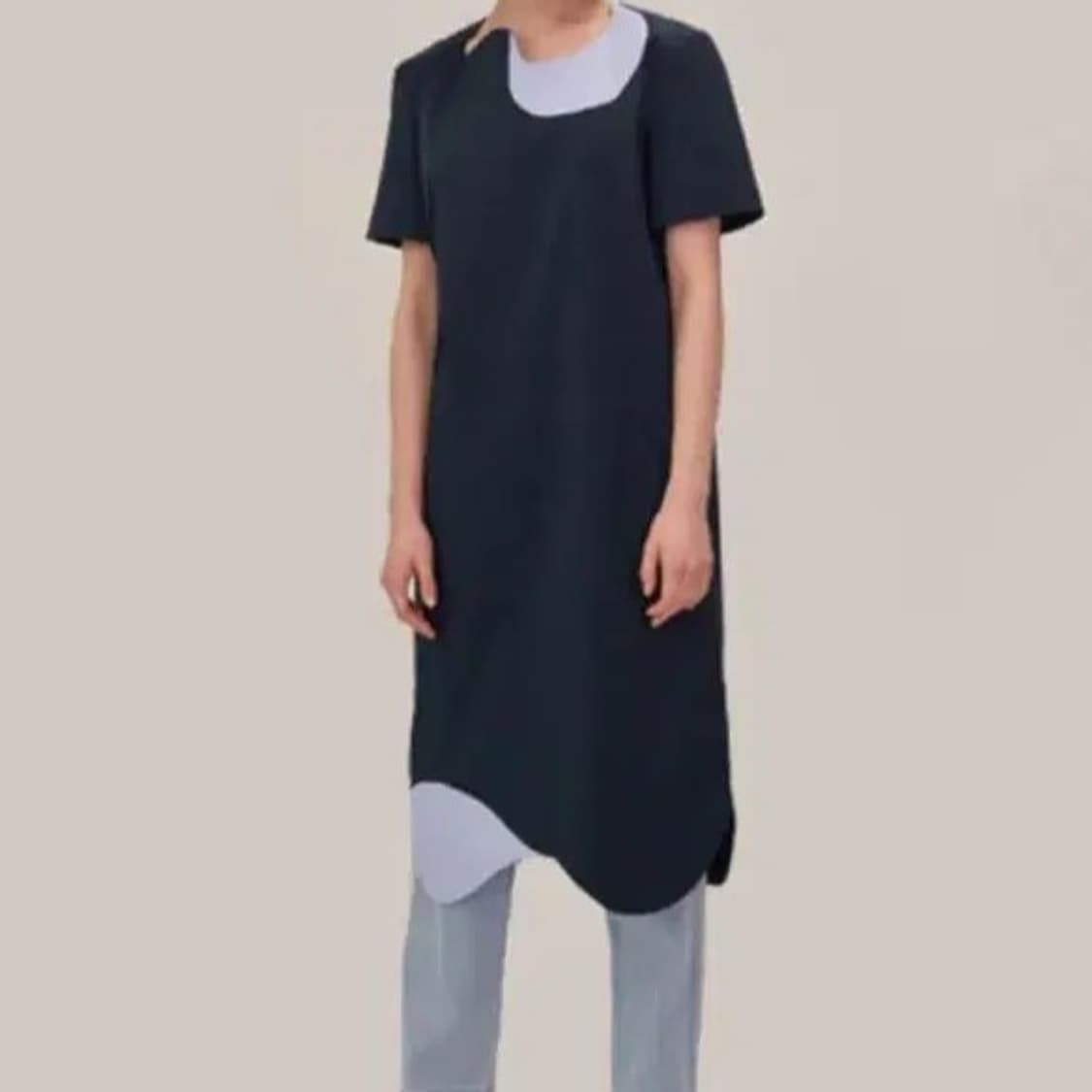 RECTO 렉토 컬러블럭 커브드 반팔 스판 원피스 상품이미지1