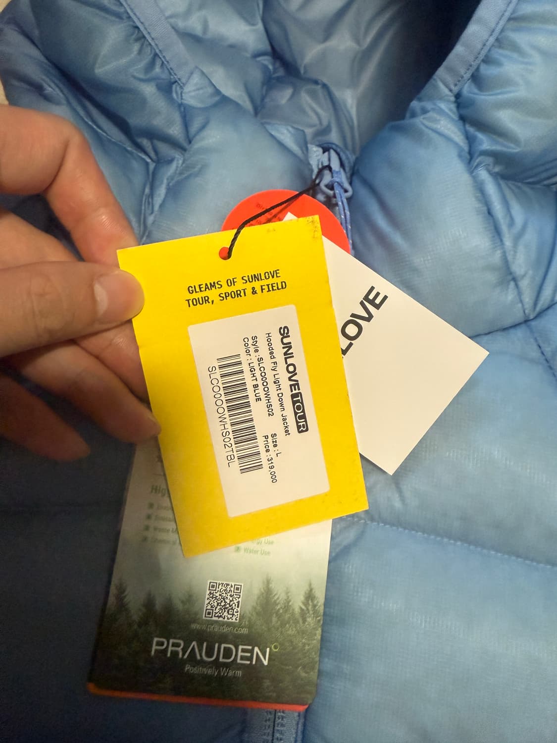 L사이즈 썬러브 후디드 경량 패딩 스카이블루 상품이미지2