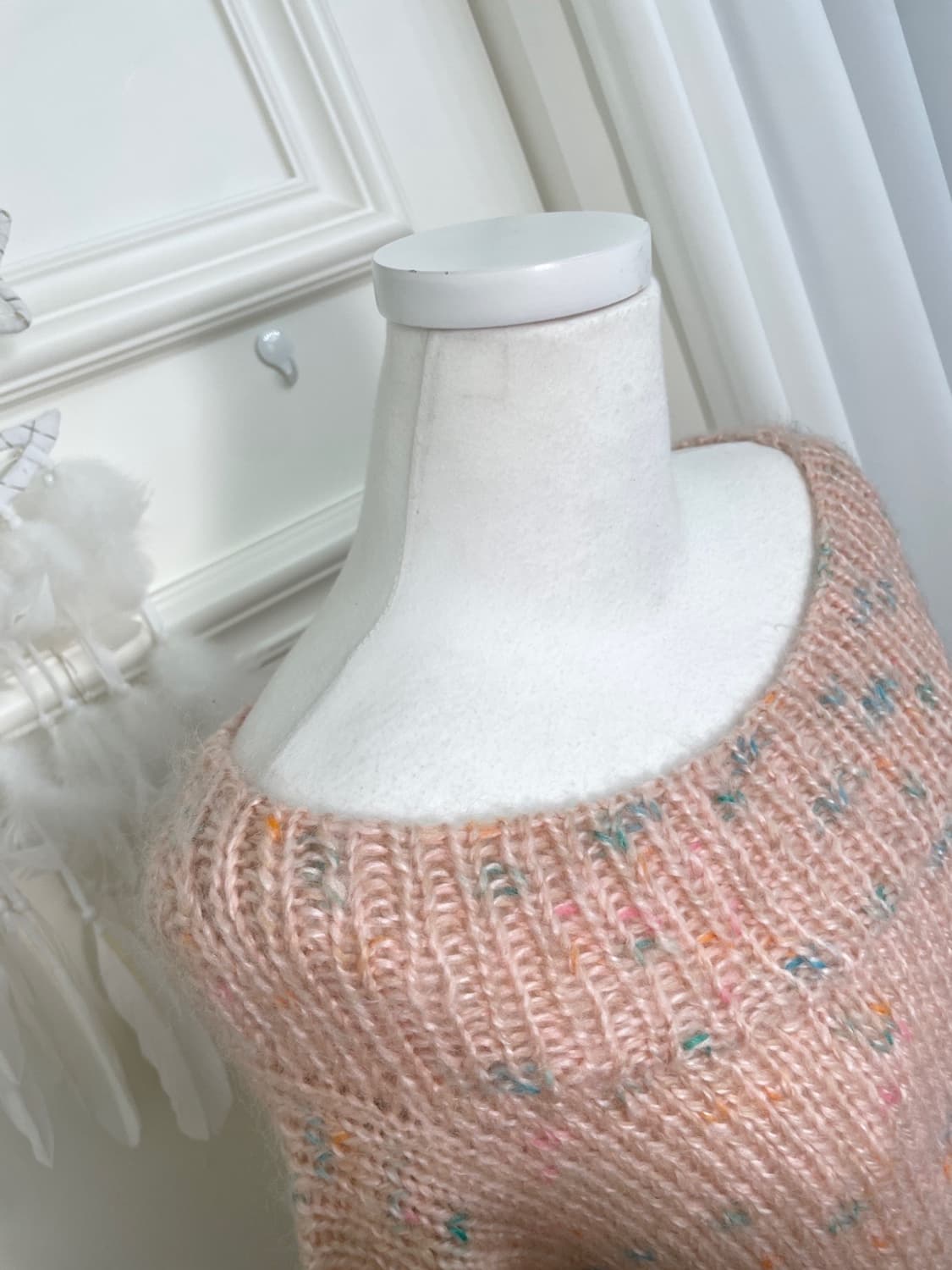 coral blue mix lovely off-shoulder sweat 상품이미지7