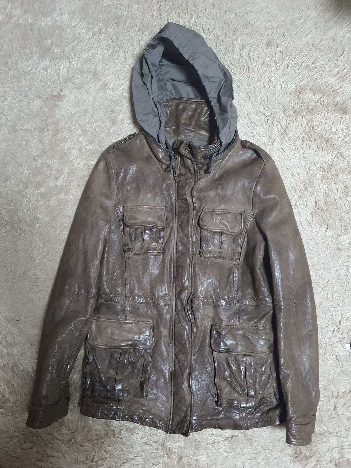 빈티지 쭈글이 가죽 자켓 상태 굿  사이즈 90 상품이미지2