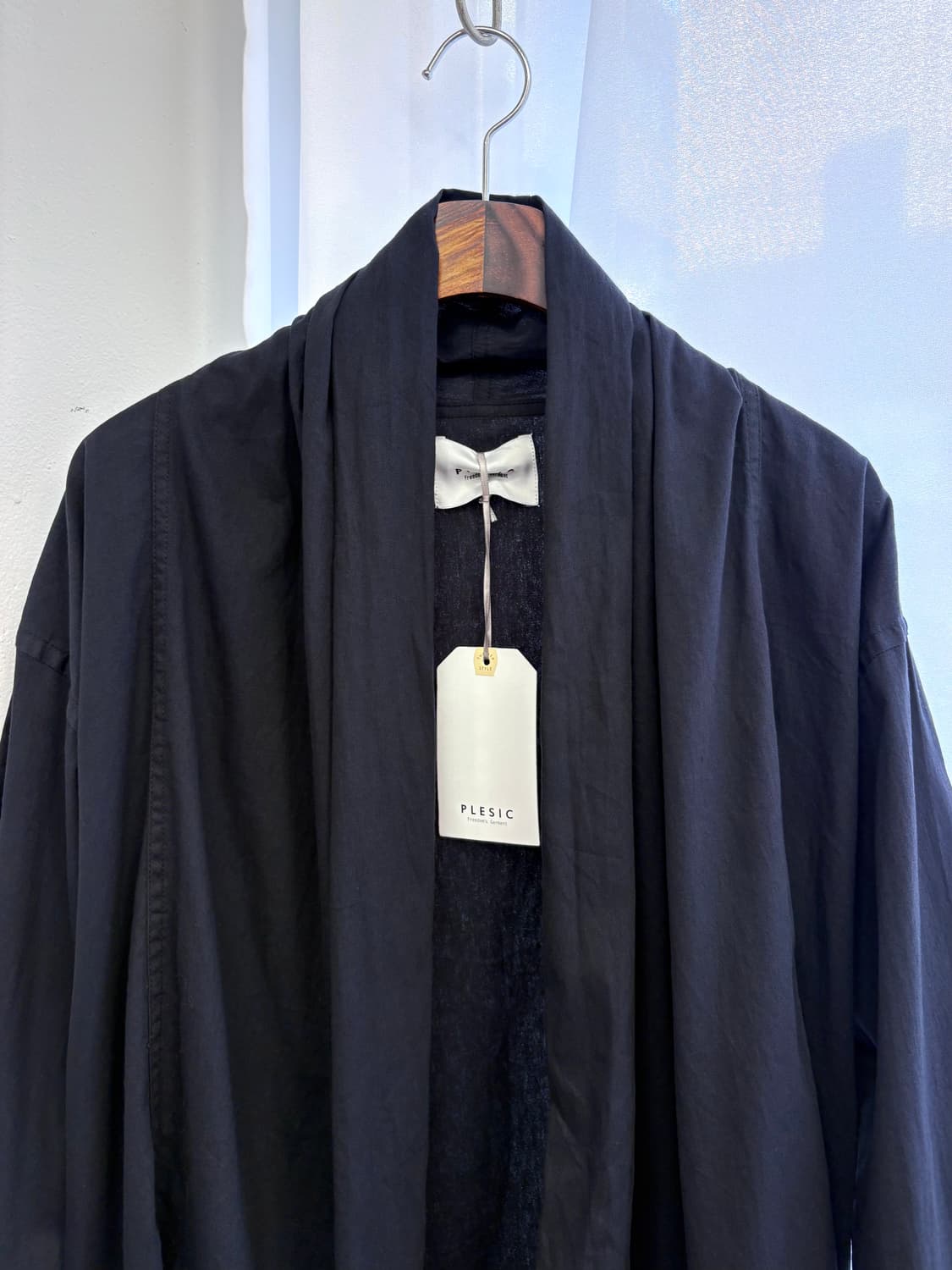 PLESIC 네이비 셔링 코튼 로브 가디건 코트  JPN  상품이미지2
