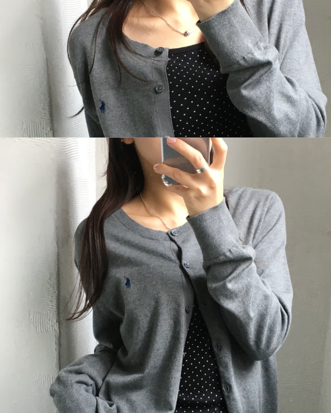 Polo 폴로 랄프로렌 QR화이트라벨 피마코튼 그레이 가디건 상품이미지1