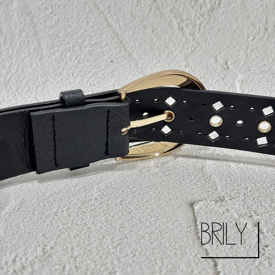 [Unisex] LOY 아일렛 에스닉 펀칭 골드 버클 가죽 벨트 상품이미지7