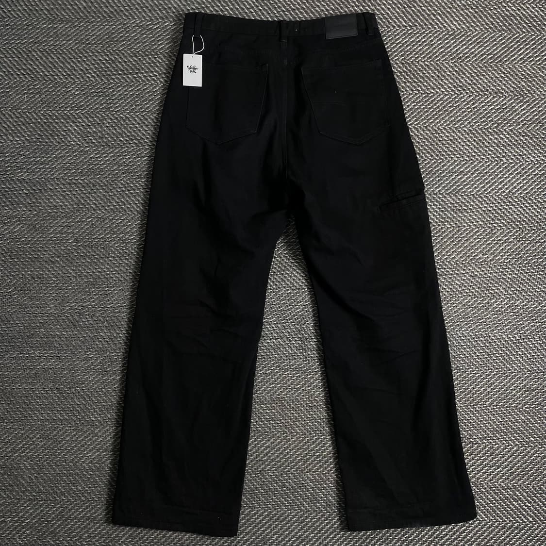 벌스데이 더블니 블랙 데님 와이드 핏 워크 팬츠o 3725 상품이미지4