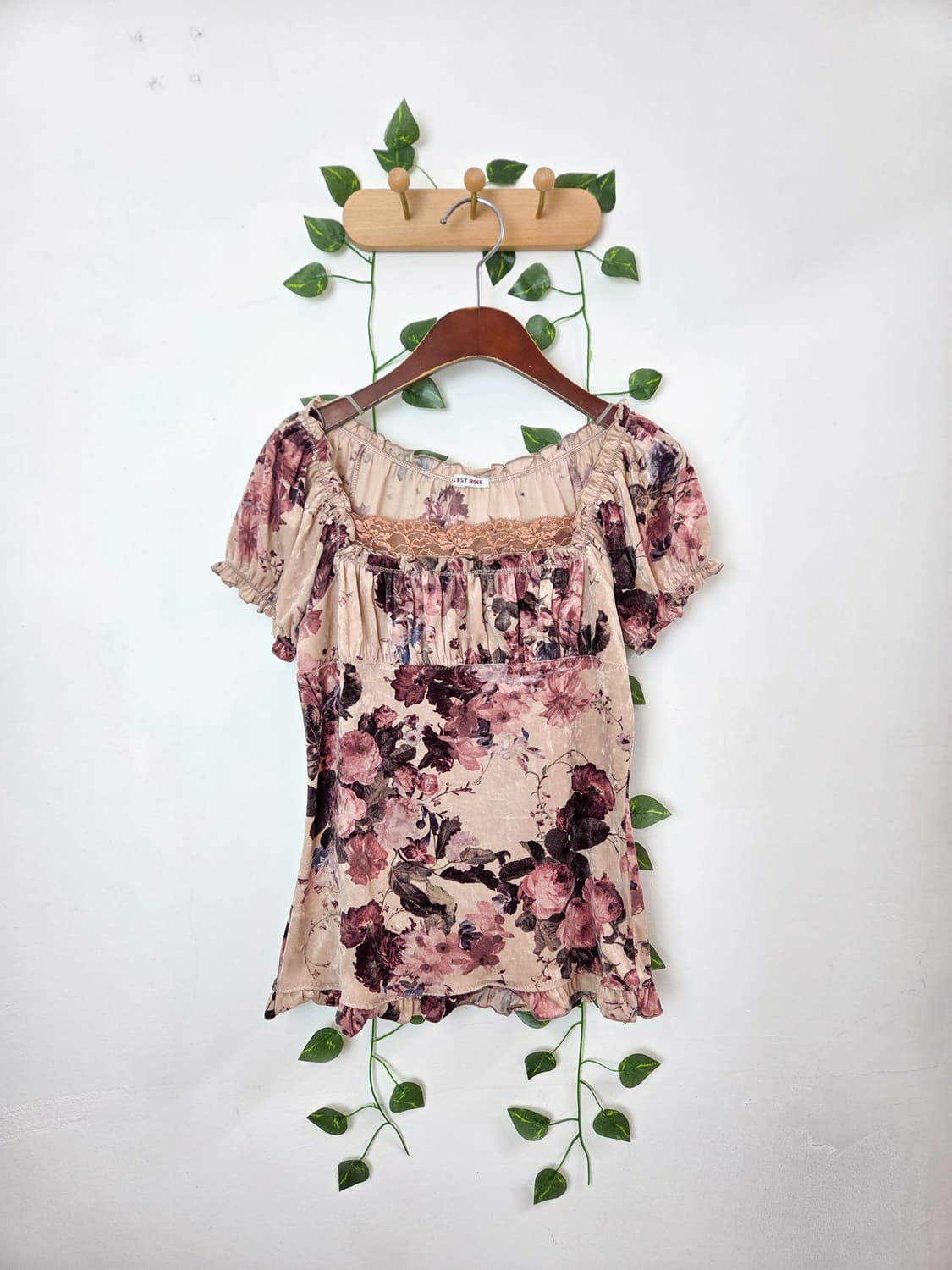 L'est rose 플라워 벨벳 탑 상품이미지1