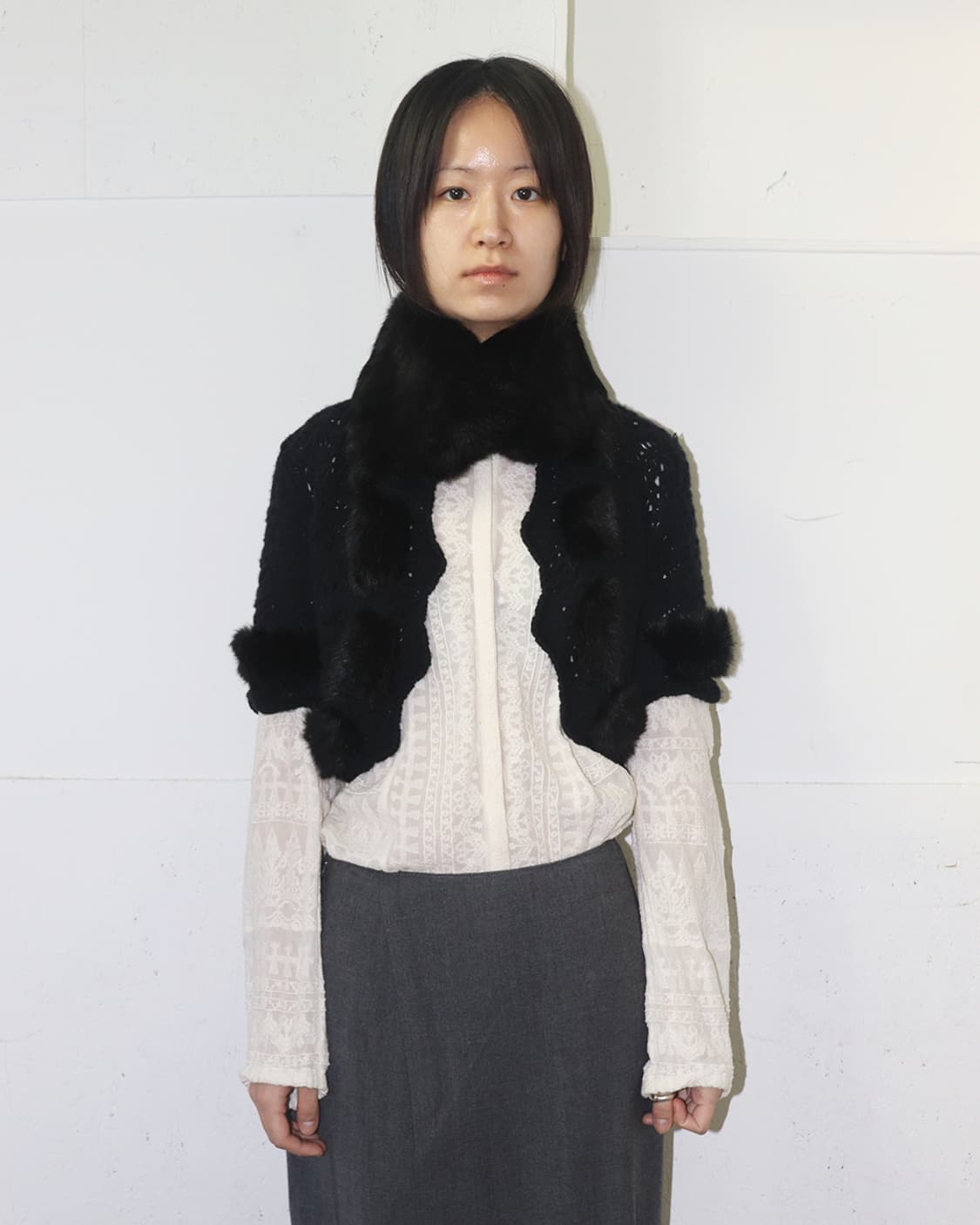 크리스찬 디올 숏 슬리브 퍼 디테일 크로셰 자켓 상품이미지1