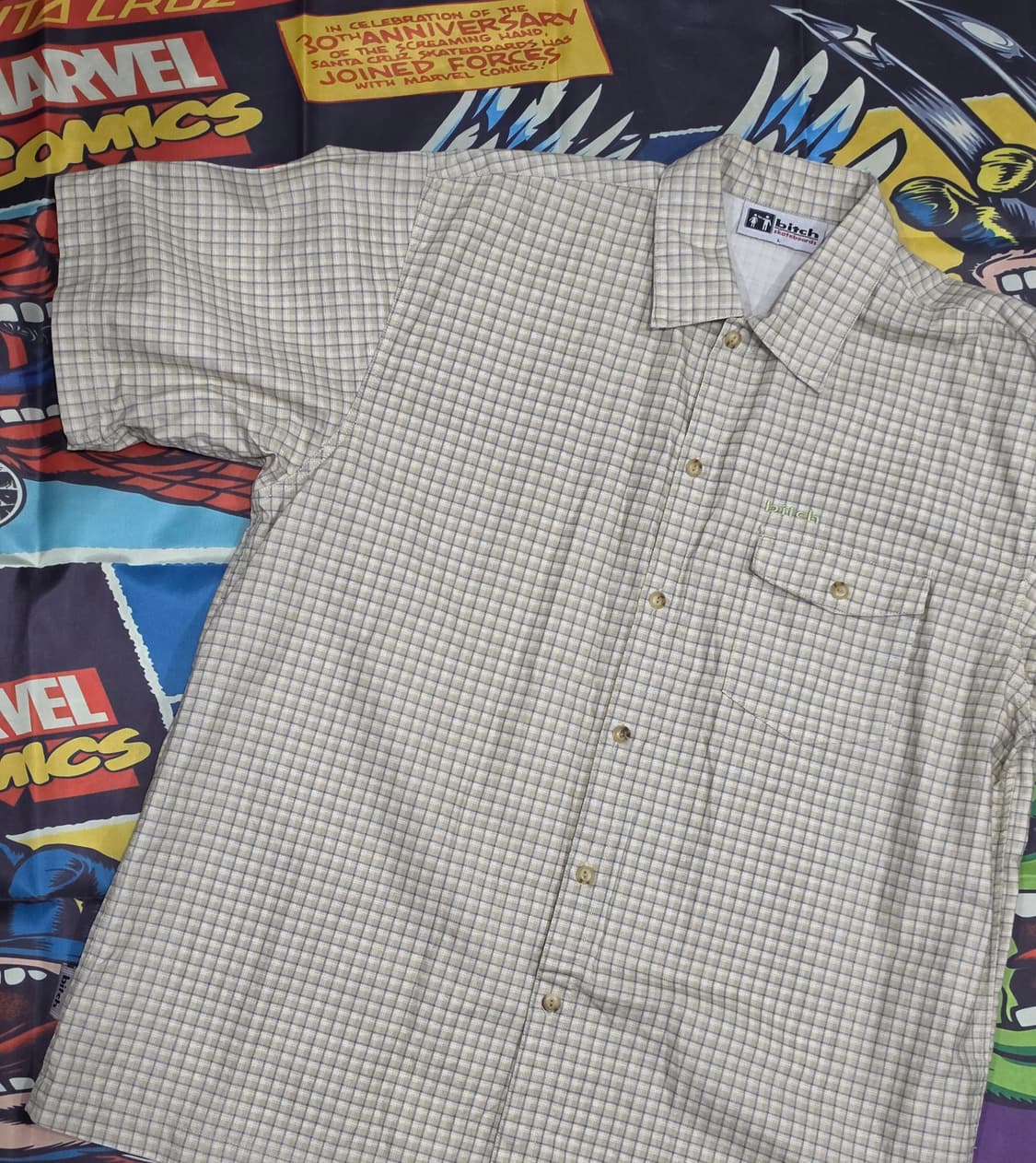 90's Bitch skateboards 체크반팔셔츠 L 상품이미지1