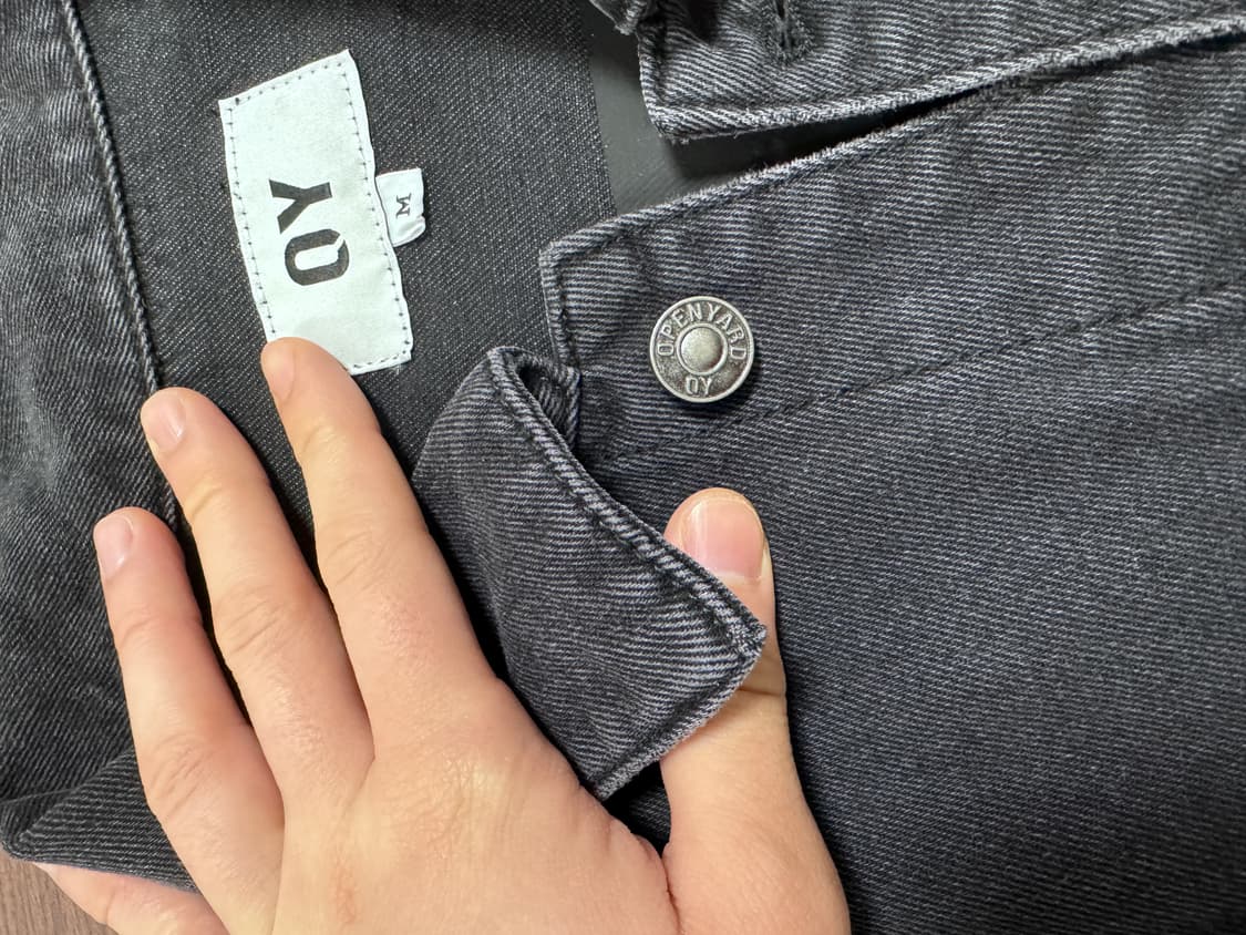 OY stud denim trucker jacket -BLACK 상품이미지4