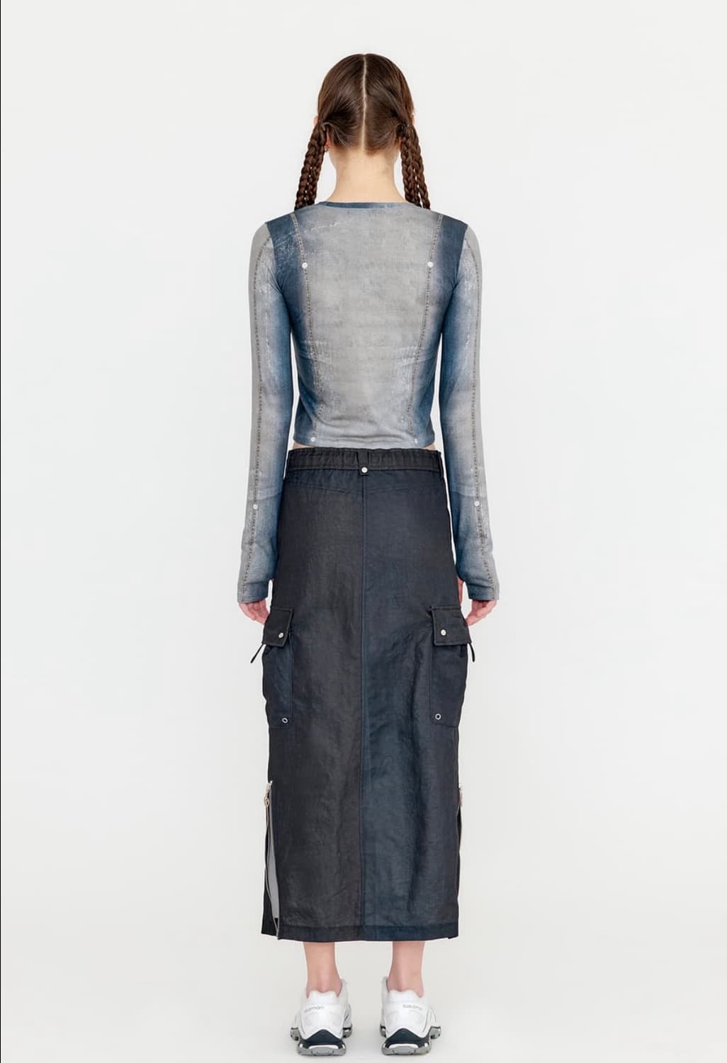 yuse 데님 프린트 탑 상품이미지3