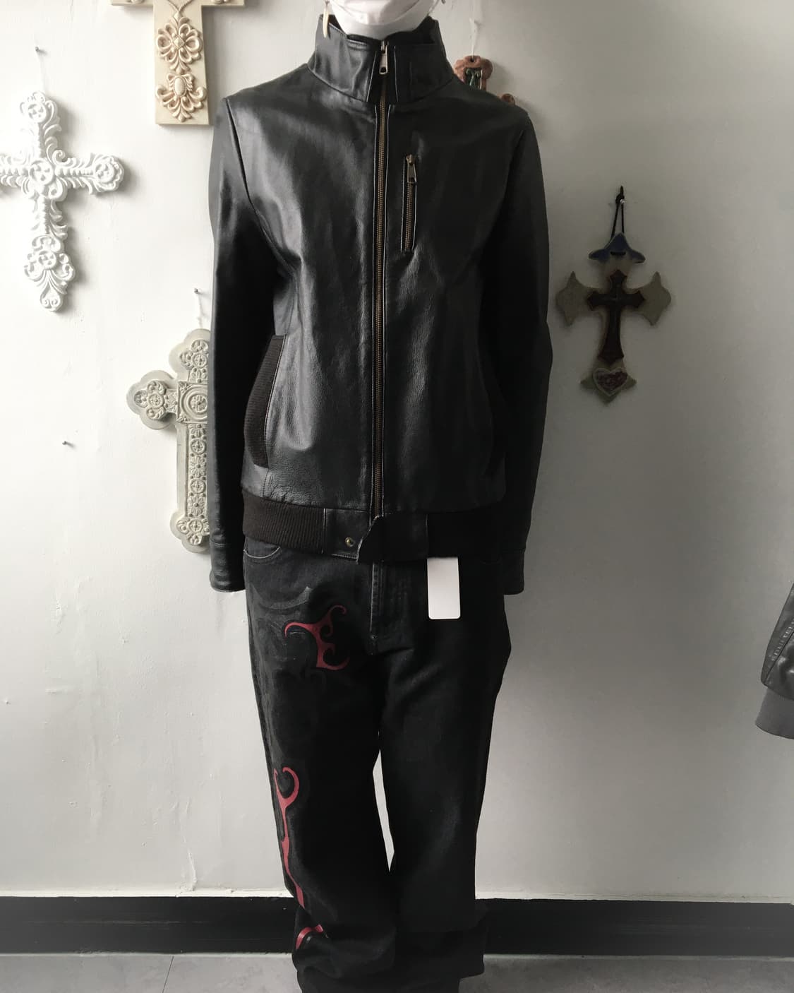High neck pig leather bomber jacket 상품이미지1
