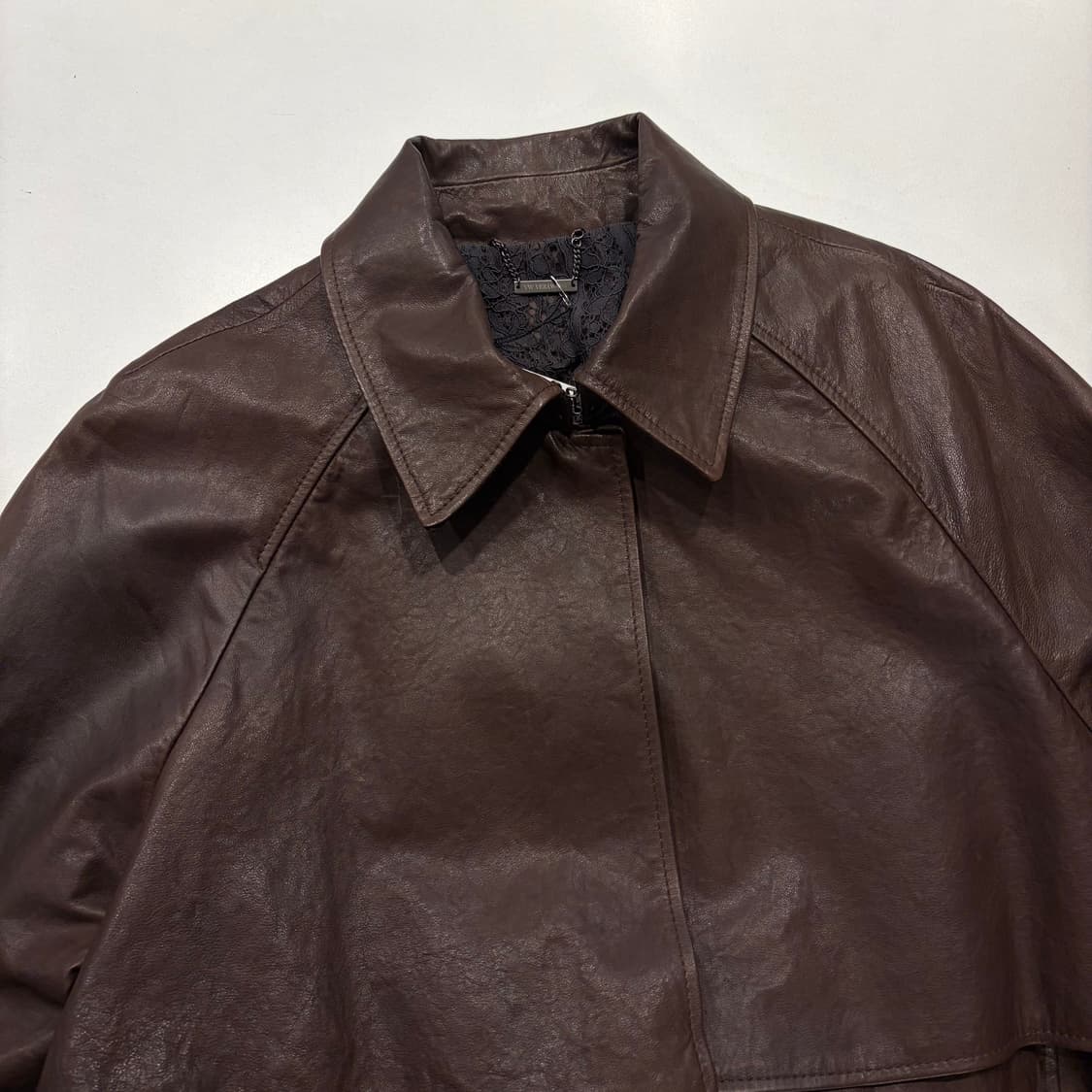 [M] 베라왕 양가죽 브라운 레더 롱 트렌치 코트 D654 상품이미지3