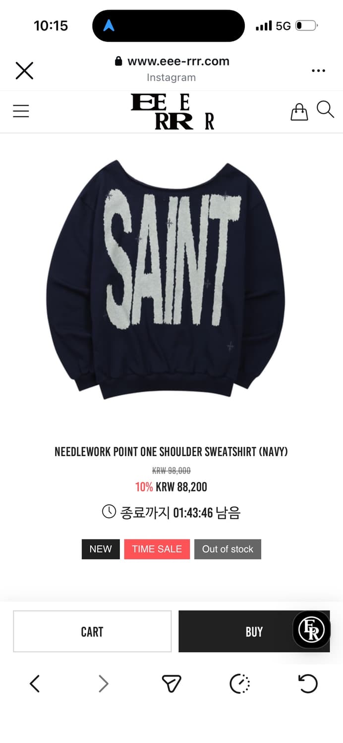 니들워크 포인트 원 숄더 스웻셔츠 상품이미지1