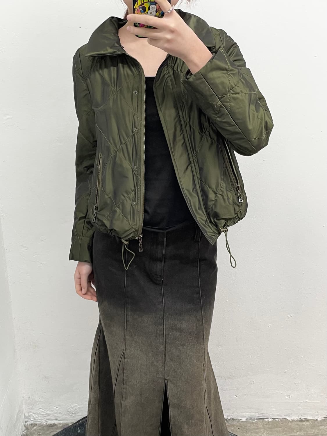 카키 퀼팅 스토퍼 디테일 자켓  상품이미지5