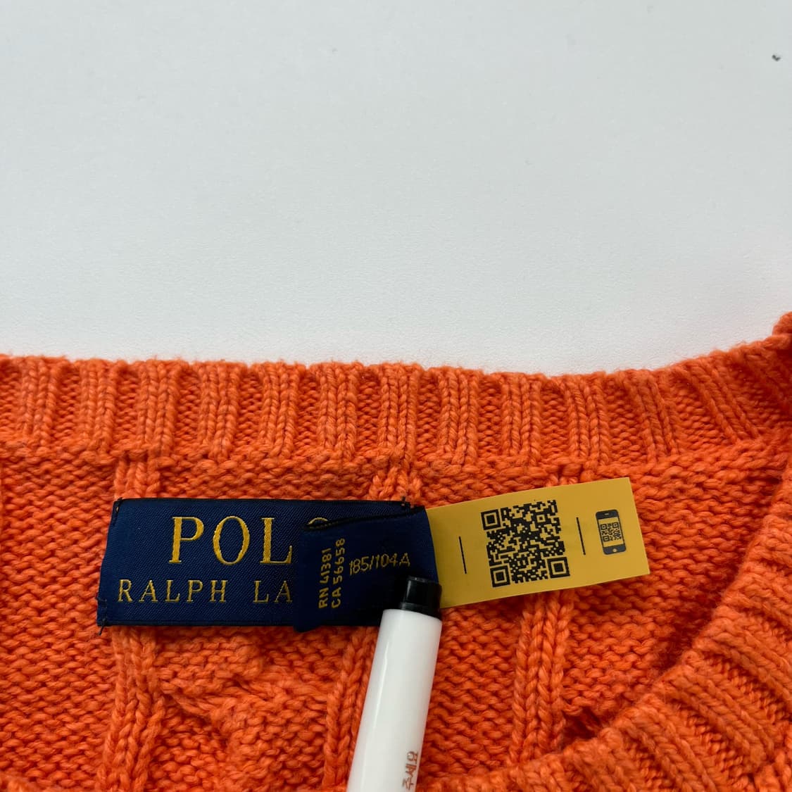 폴로 랄프로렌 오버핏 신형 QR라벨 오렌지 케이블 니트 상품이미지5
