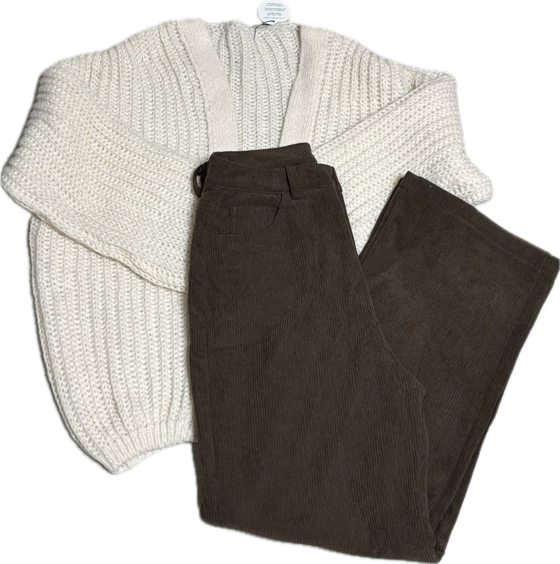 가디건+브라운 기모코듀로이 팬츠 세트 상품이미지1