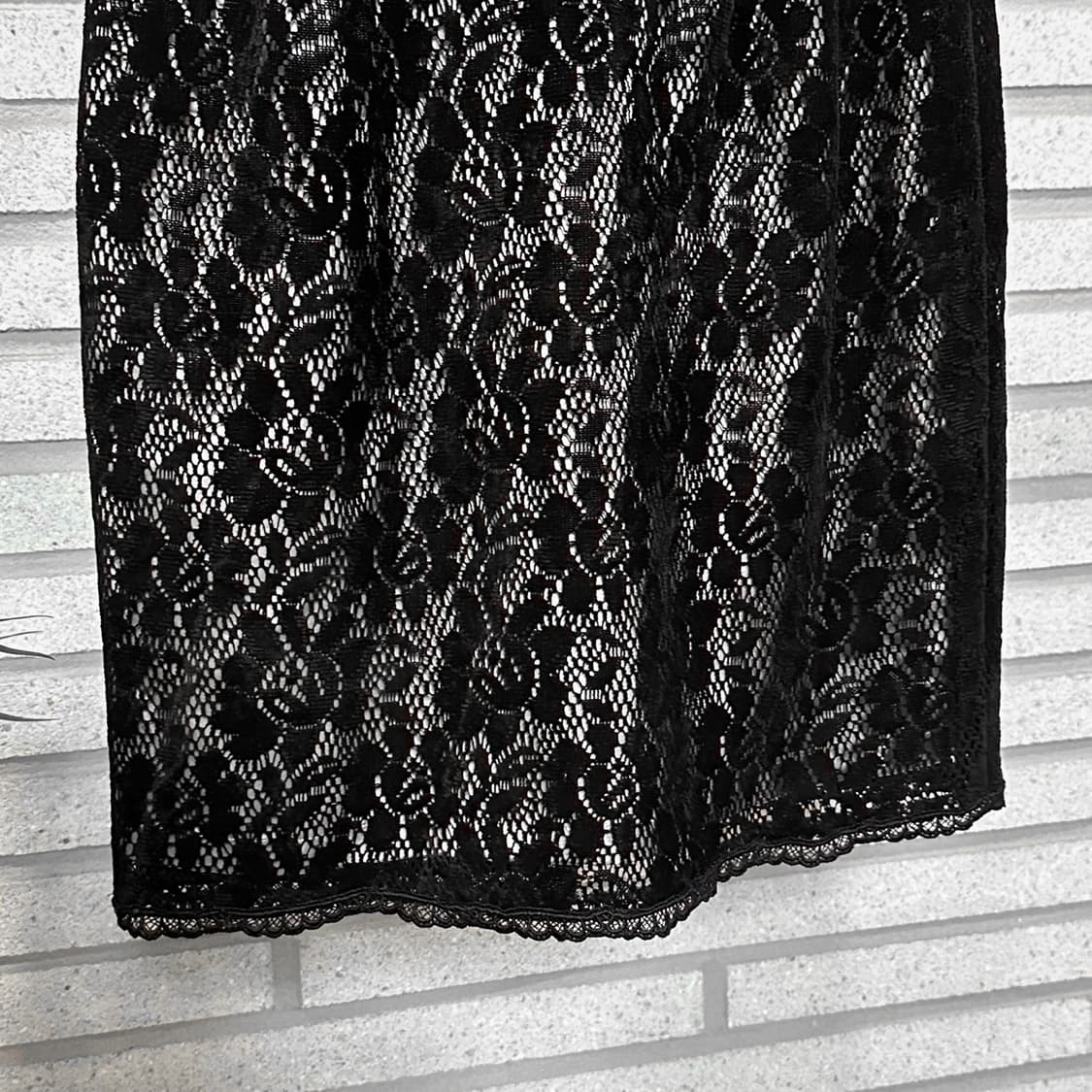 JPN VINTAGE 미니 스커트 플라워 레이스 시스루 디테일 블랙 상품이미지6