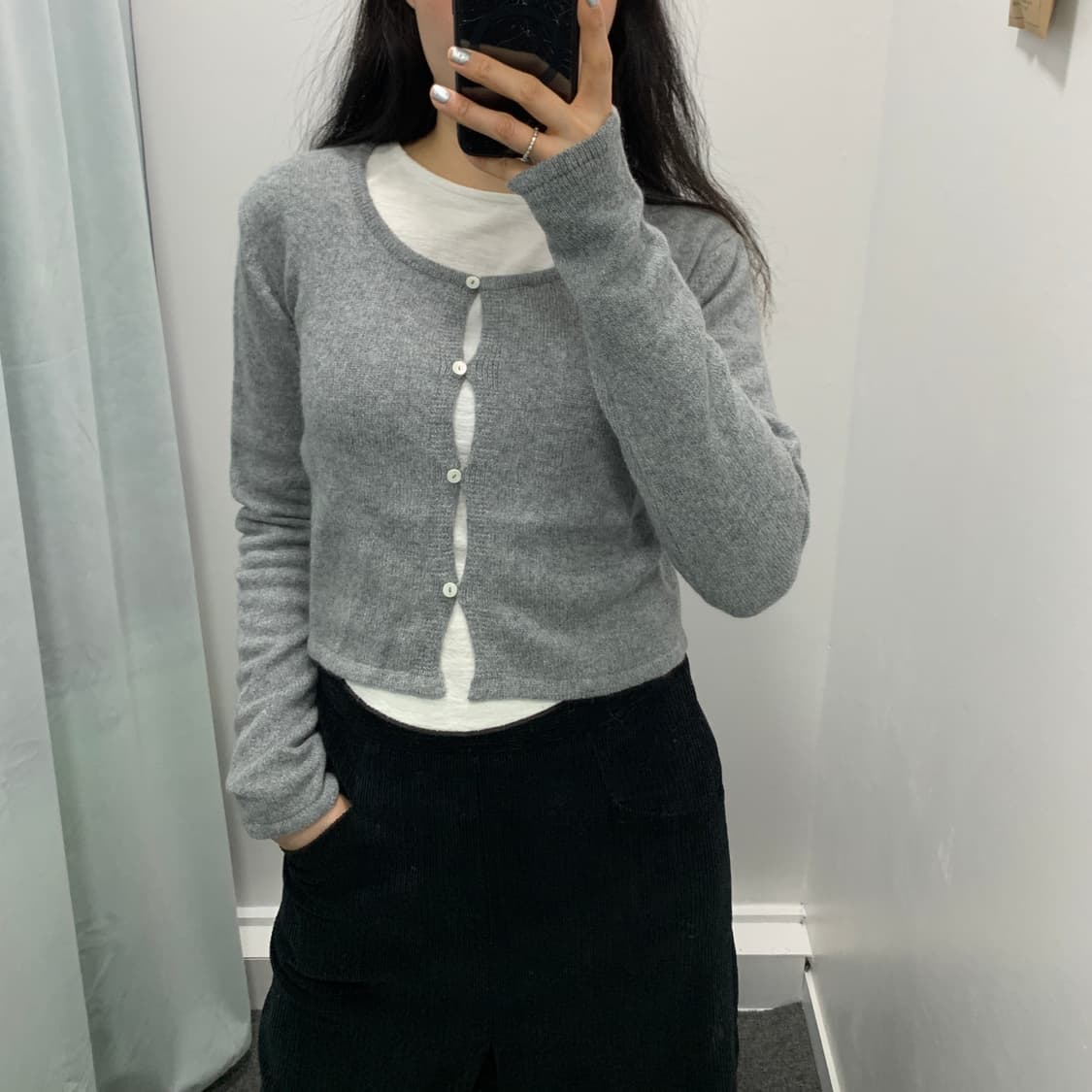 알파카 유넥 가디건 그레이 상품이미지5