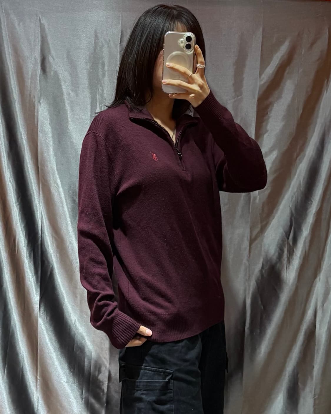 S 폴로랄프로렌 레드포니 딥버건디 반집업 니트 상품이미지1