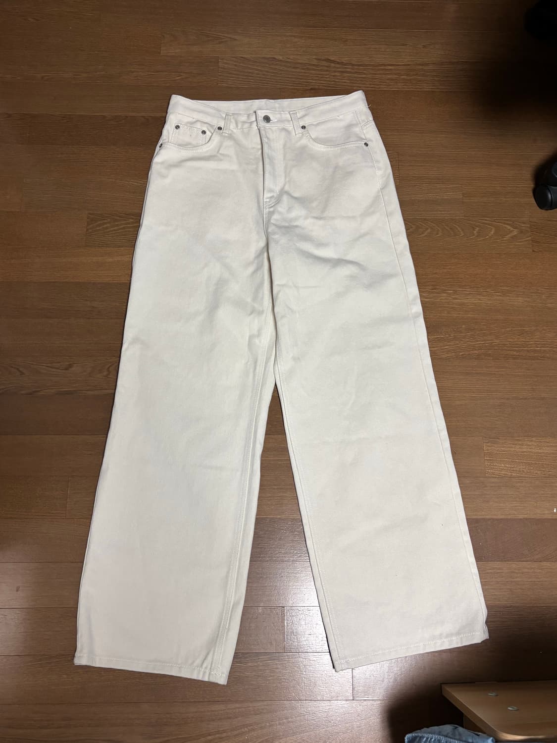 인템포무드 크림진 L 에센셜 와이드 코튼 팬츠 크림 상품이미지1