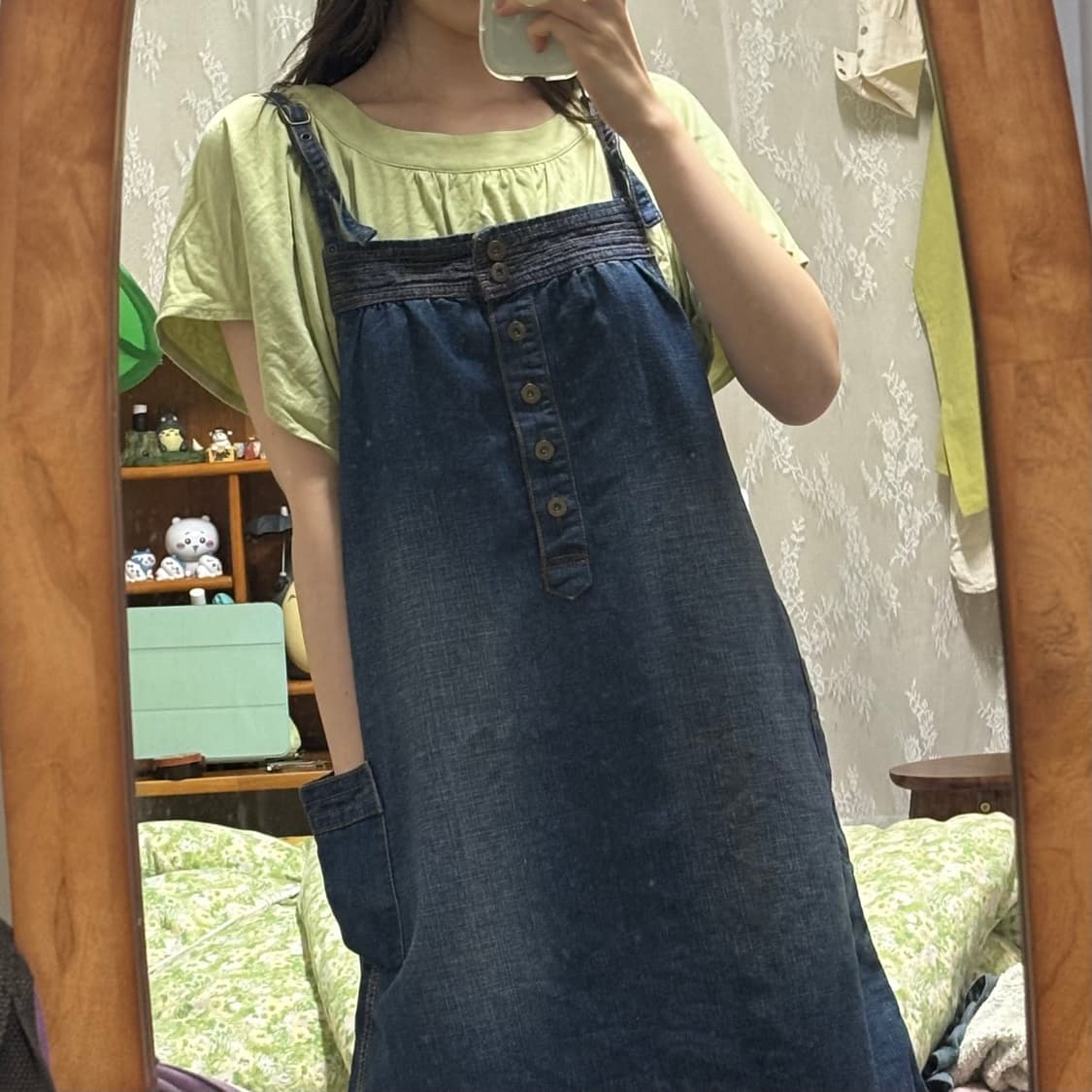 일본 빈티지 모리걸 하구미 멜빵 청 원피스 나시 데님 카모메산장 상품이미지4