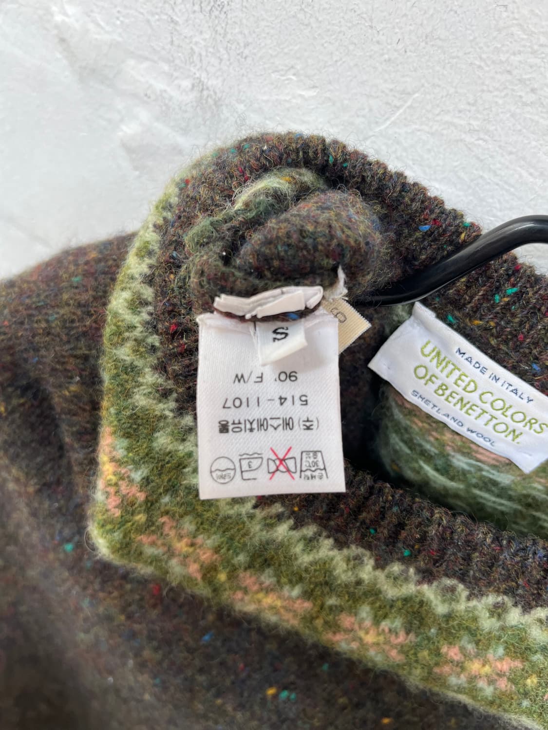 Benetton 셰틀랜드 울 니트 스웨터 S 상품이미지6