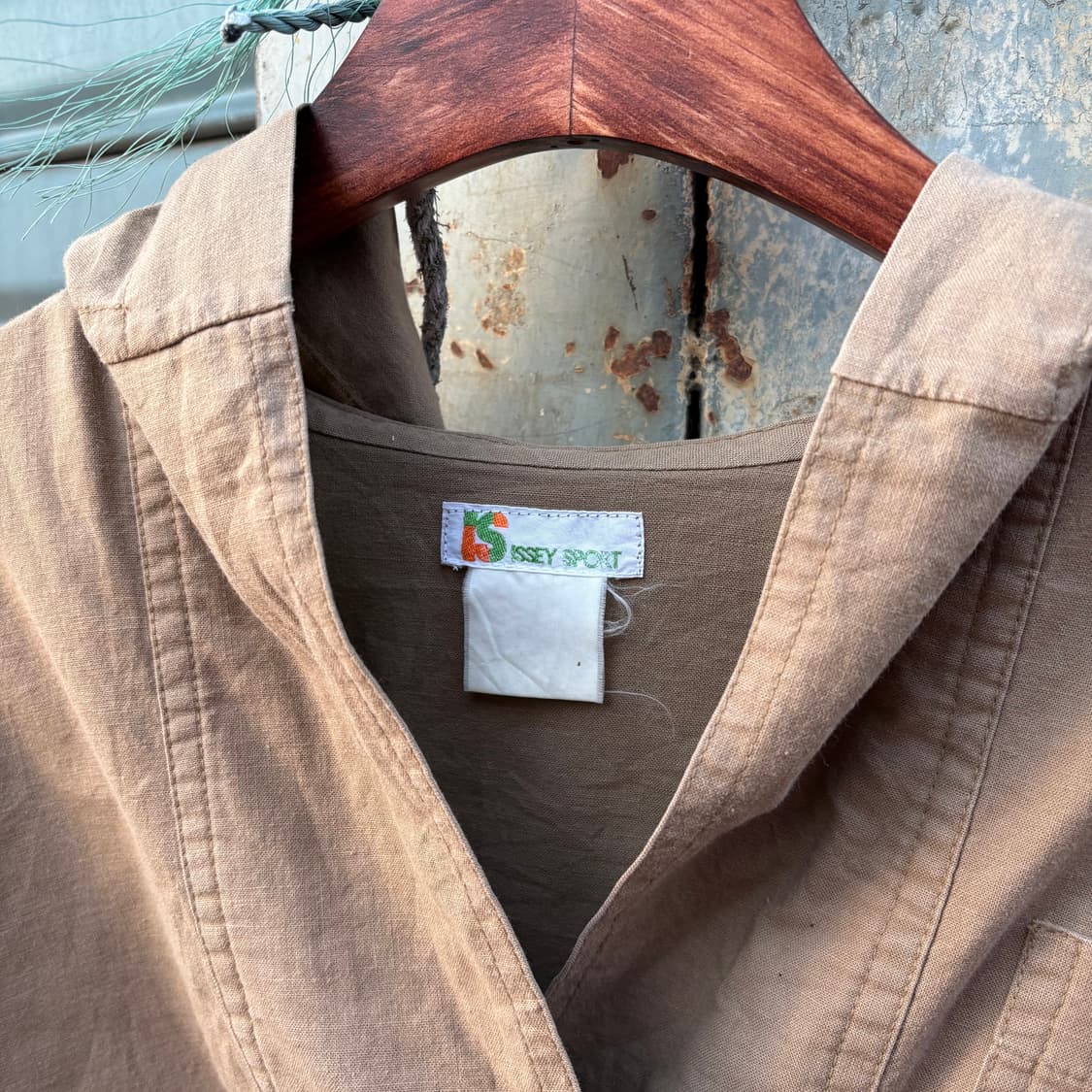 70s 이세이미야케 스포츠 베이지 스모크 후디 포켓 셔츠 상품이미지5