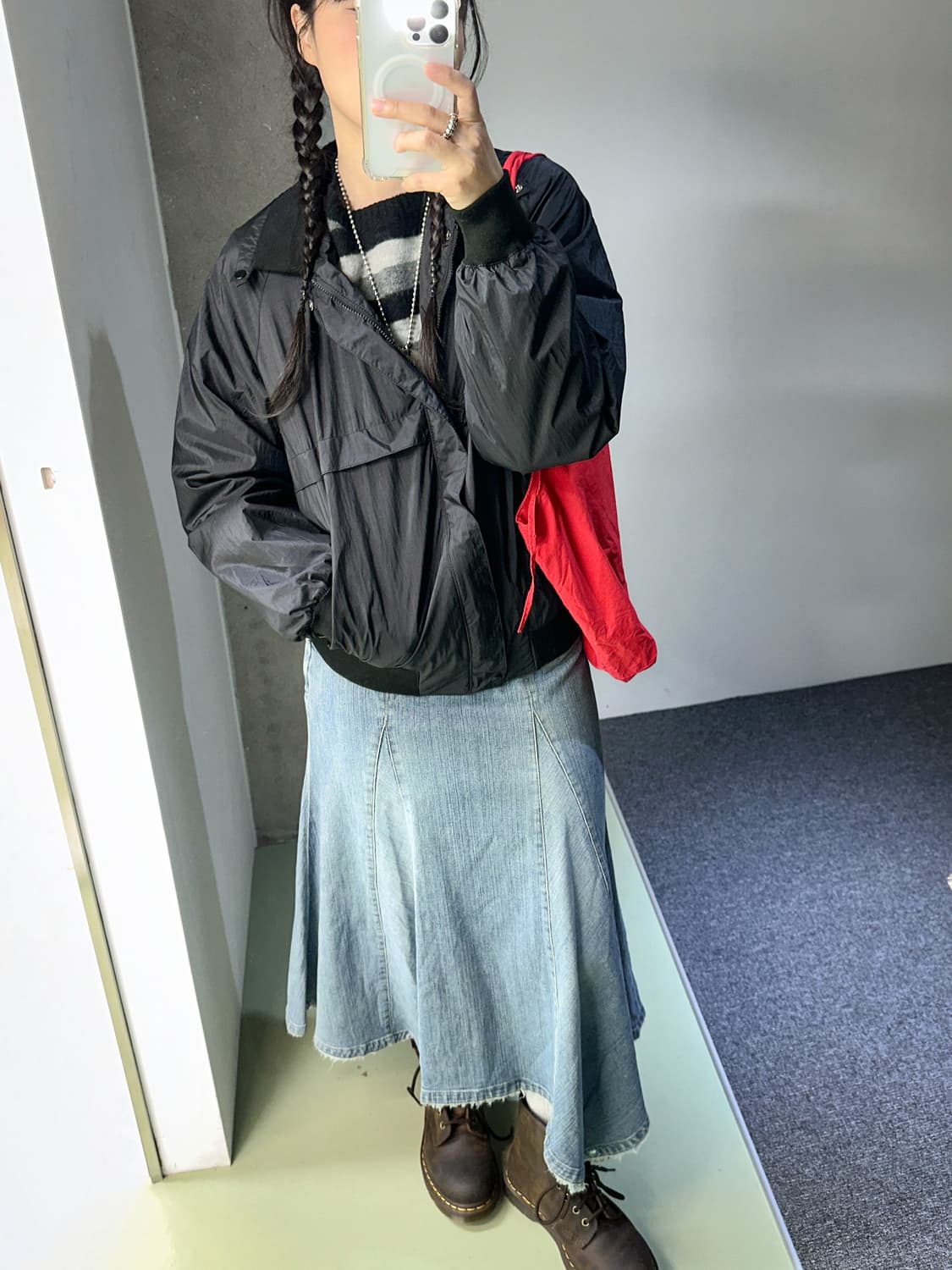 black oversized bomber jacket 상품이미지2