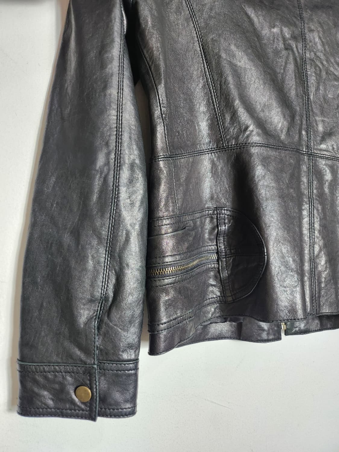 빈티지 램스킨 멀티 포켓 레더 자켓 상품이미지4