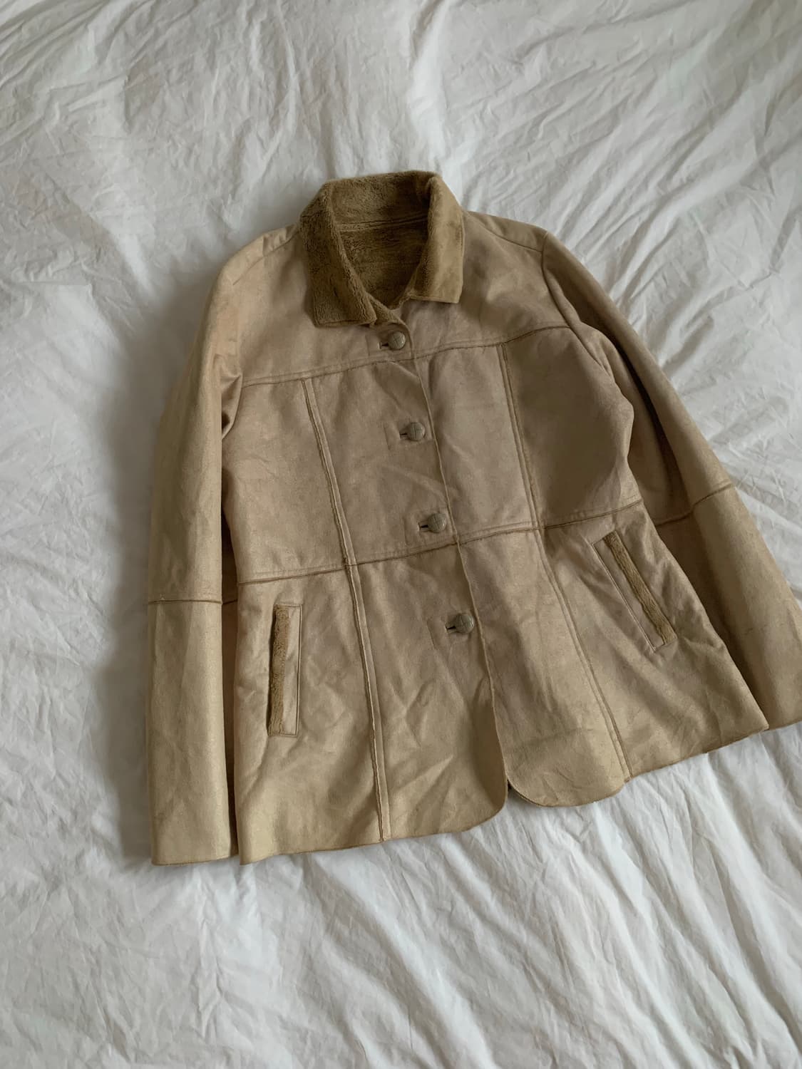 베이지 레더 자켓 상품이미지2