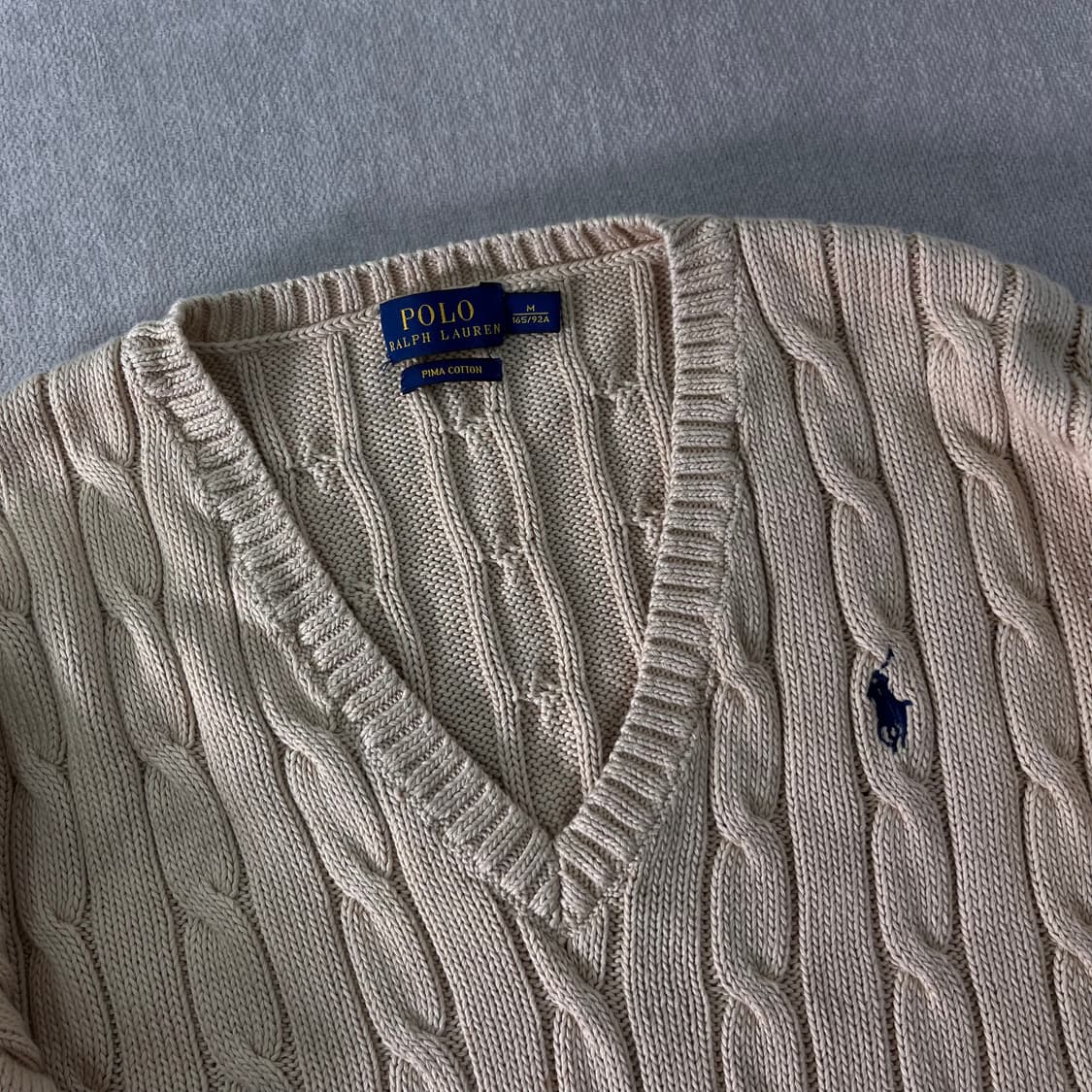 W 95 폴로랄프로렌 꽈배기 브이넥 니트 상품이미지2