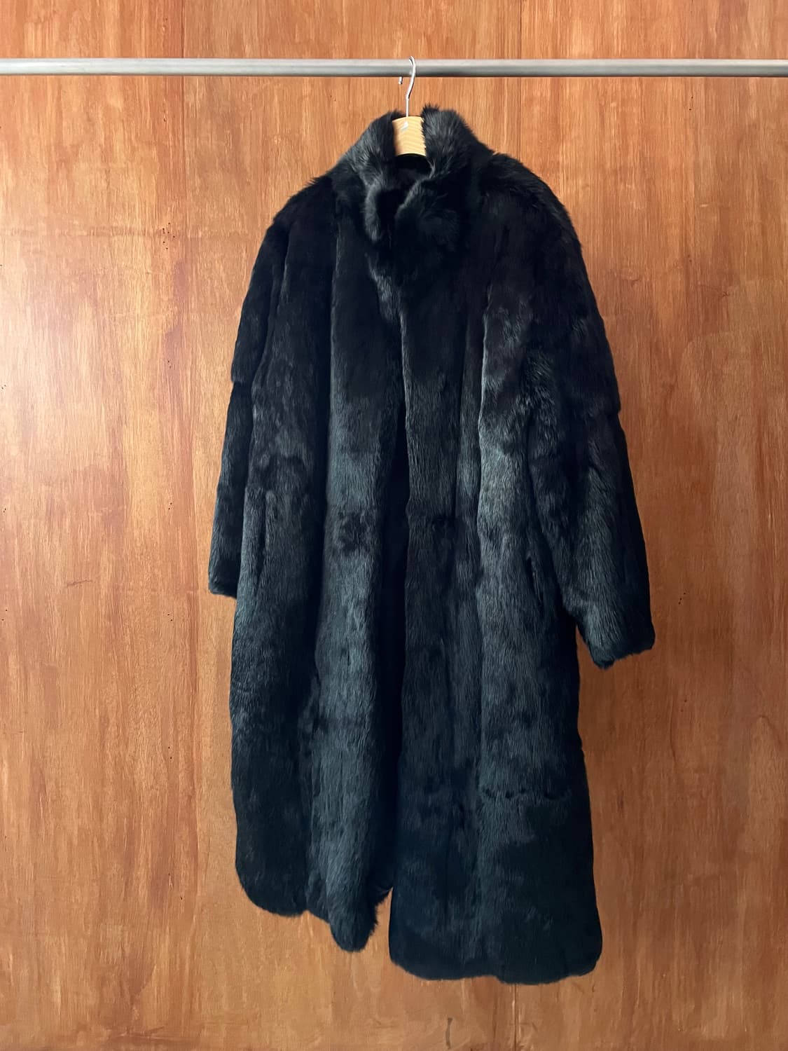 Black rabbit fur long coat 상품이미지3